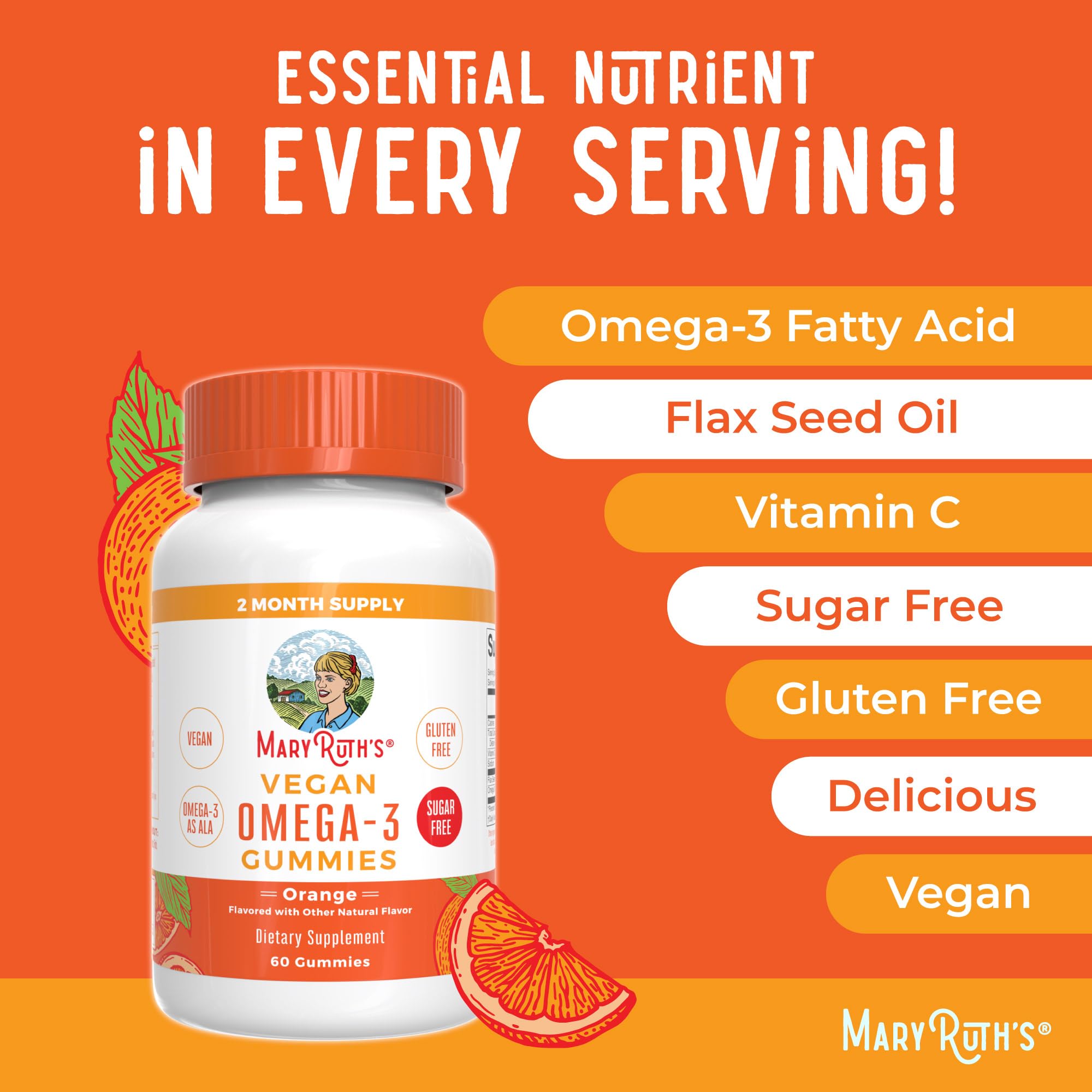 MARYRUTH'S gomita partida que revela sabor natural a naranja y sin regusto a pescado