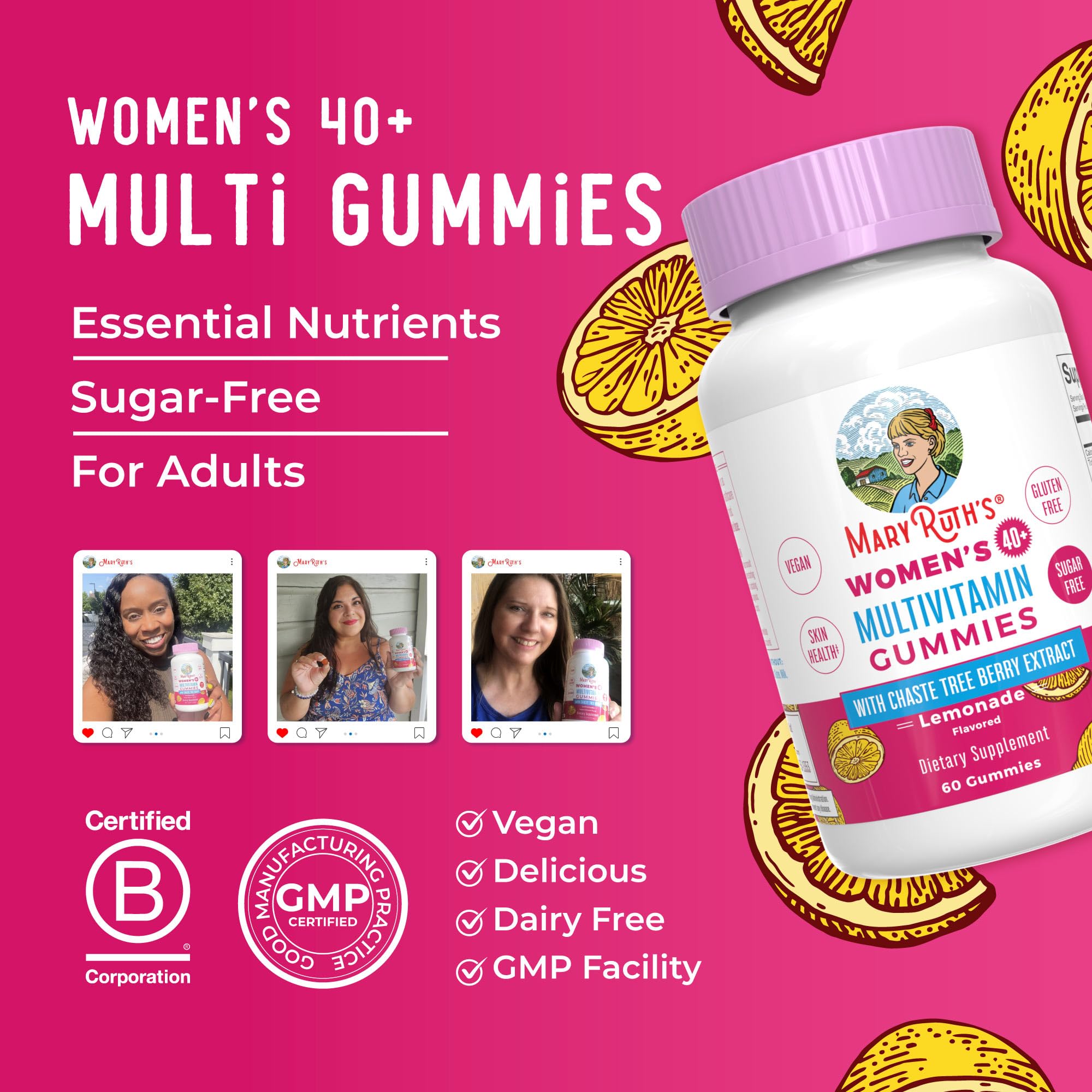 MaryRuth's ingredientes clave como vitamina D3 y chasteberry visibles
