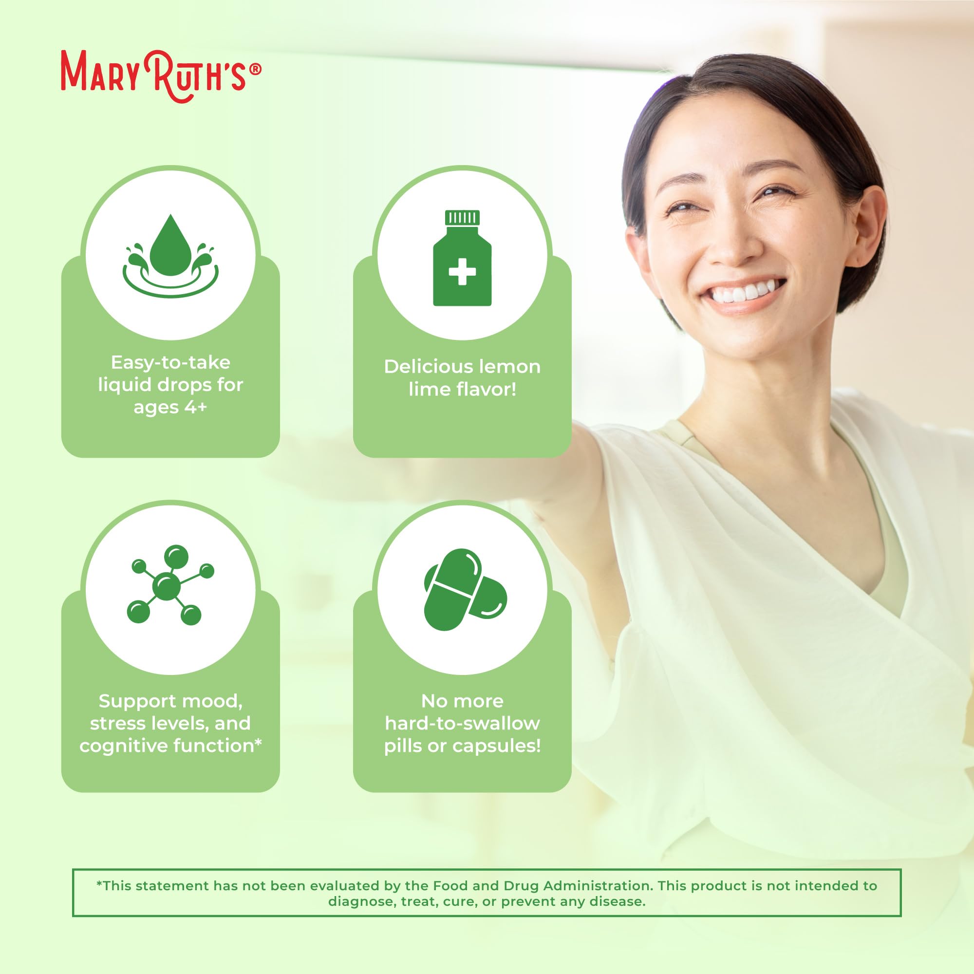 MARYRUTH'S ingredientes principales resaltando fórmula vegana