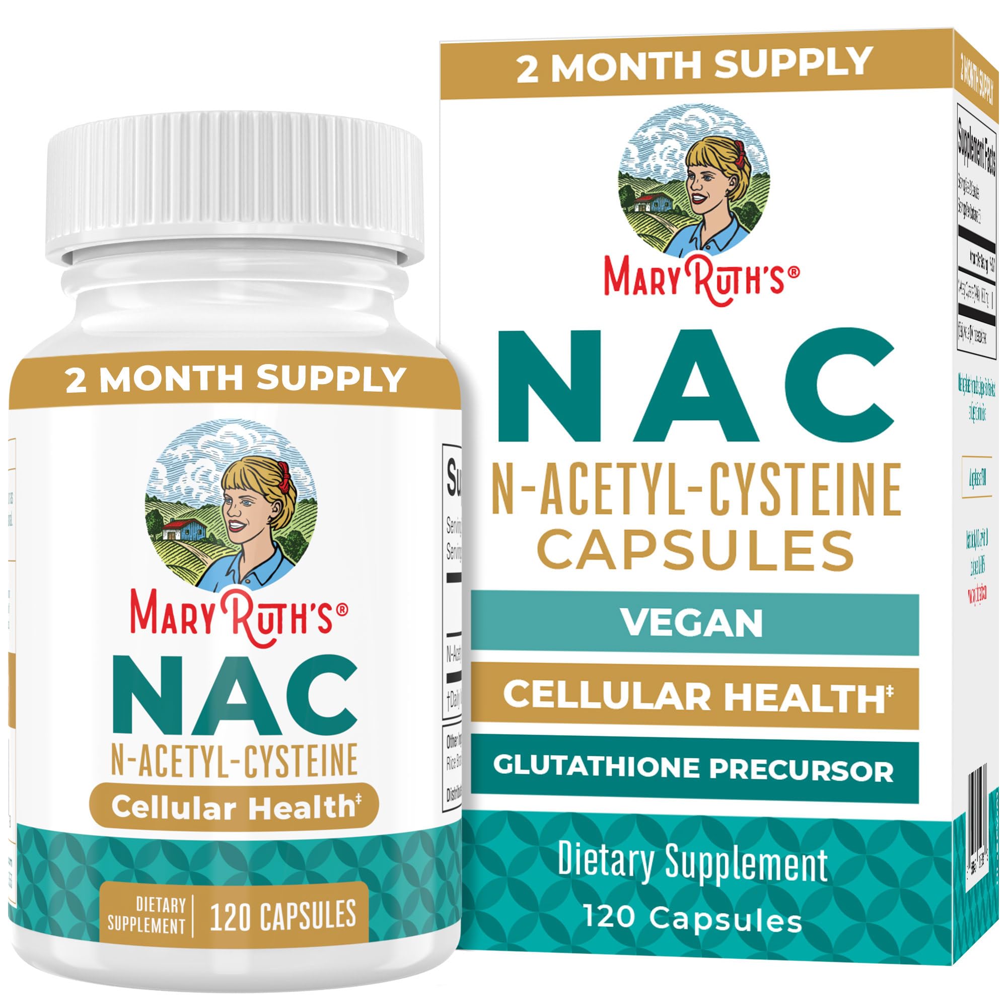 MARYRUTH'S envase frontal de NAC 1000 mg muestra diseño claro y cantidad