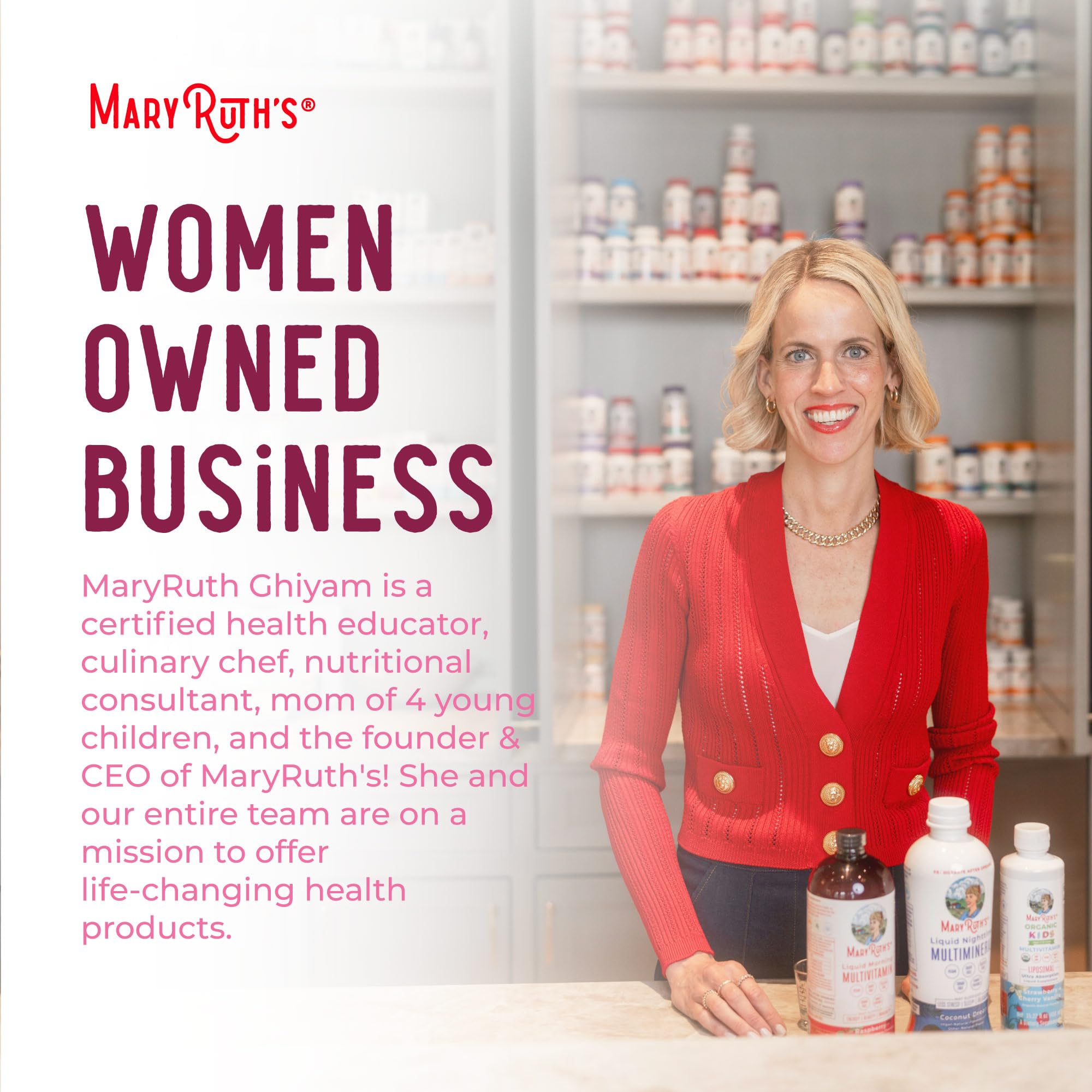 MARYRUTH'S presentación con ingredientes naturales que sugiere origen