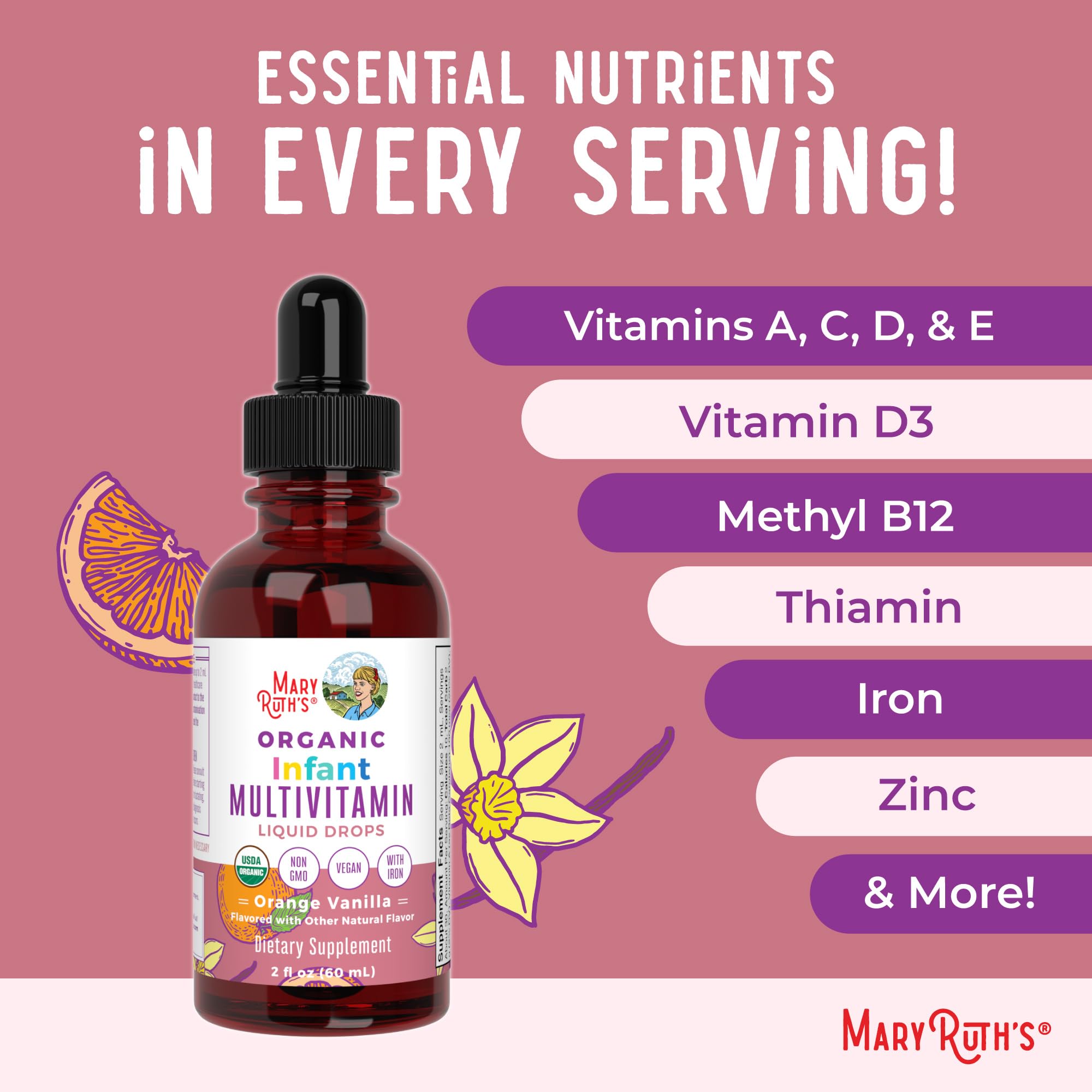 MARYRUTH'S imagen con naranja y vainilla, sabor atractivo para bebés