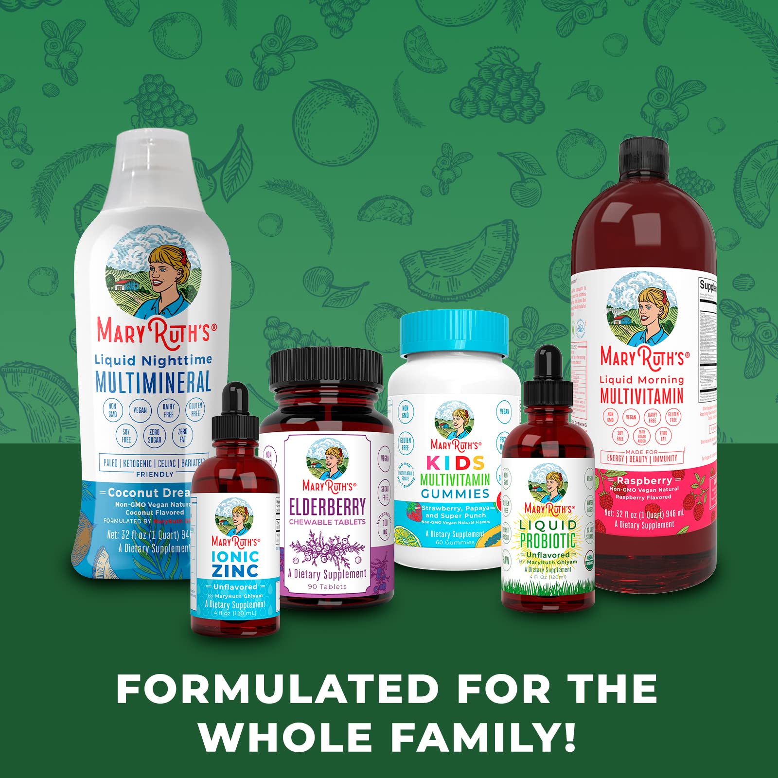 MARYRUTH'S sello vegano y libre de gluten para confirmar idoneidad dietética