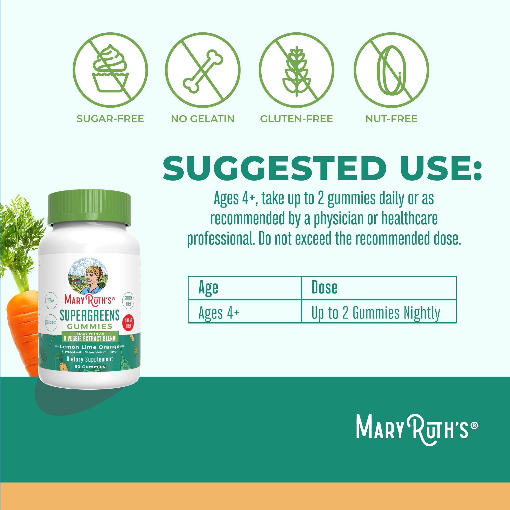 MaryRuth's tazón con extractos vegetales que ilustran la mezcla de ocho verduras