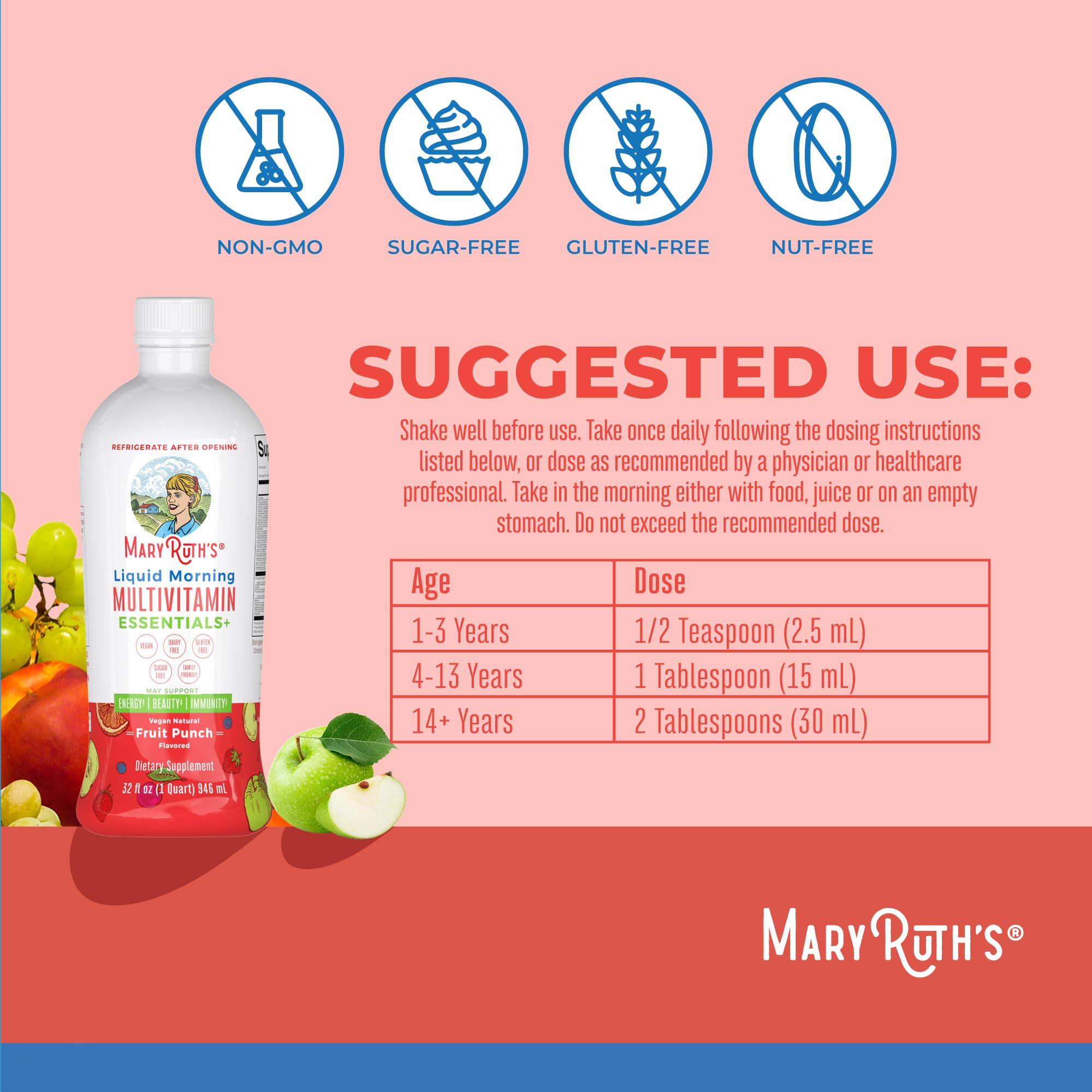 MaryRuth's textura del líquido en primer plano, sabor agradable y mezcla homogénea