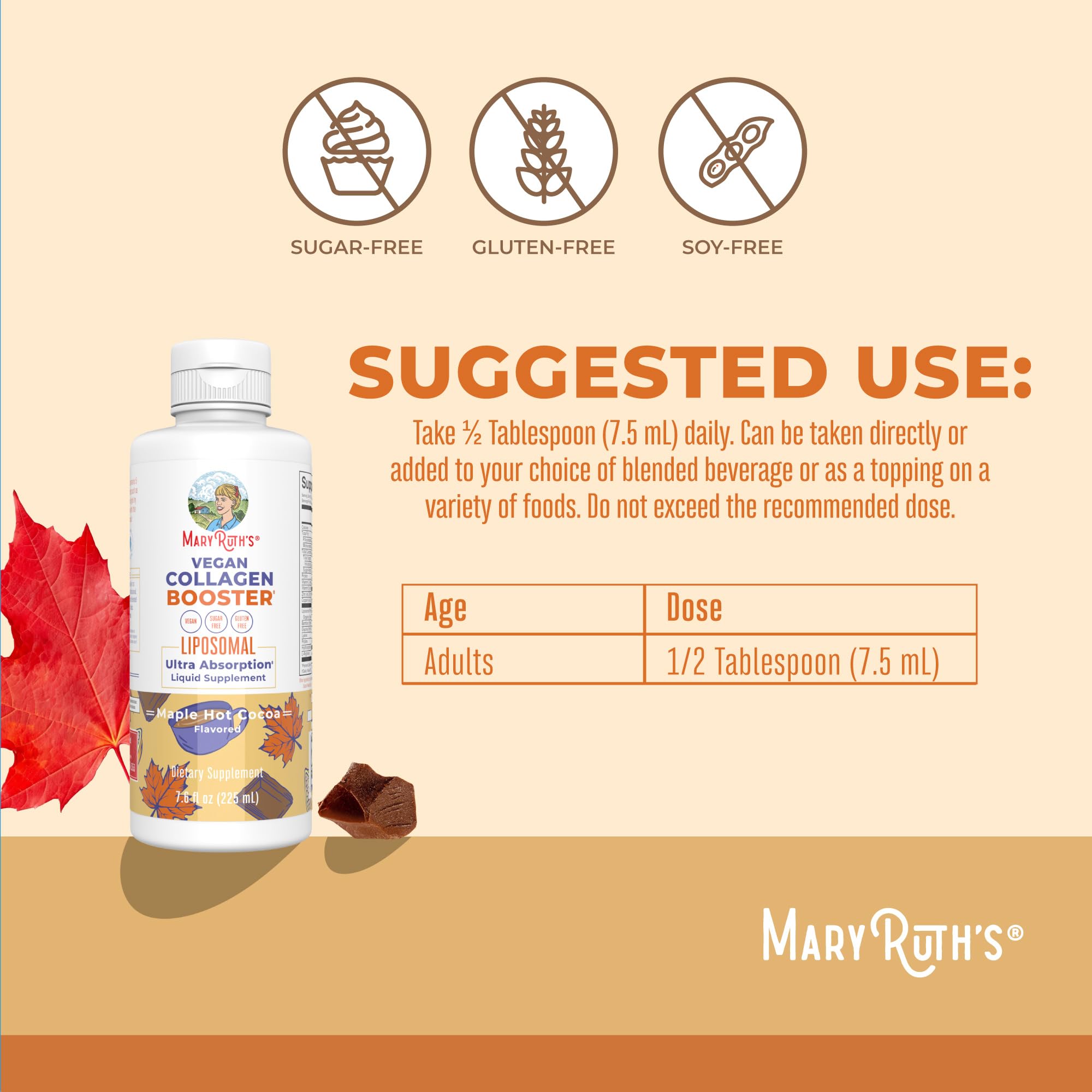 MARYRUTH'S textura líquida chocolateada fácil de mezclar y digerir
