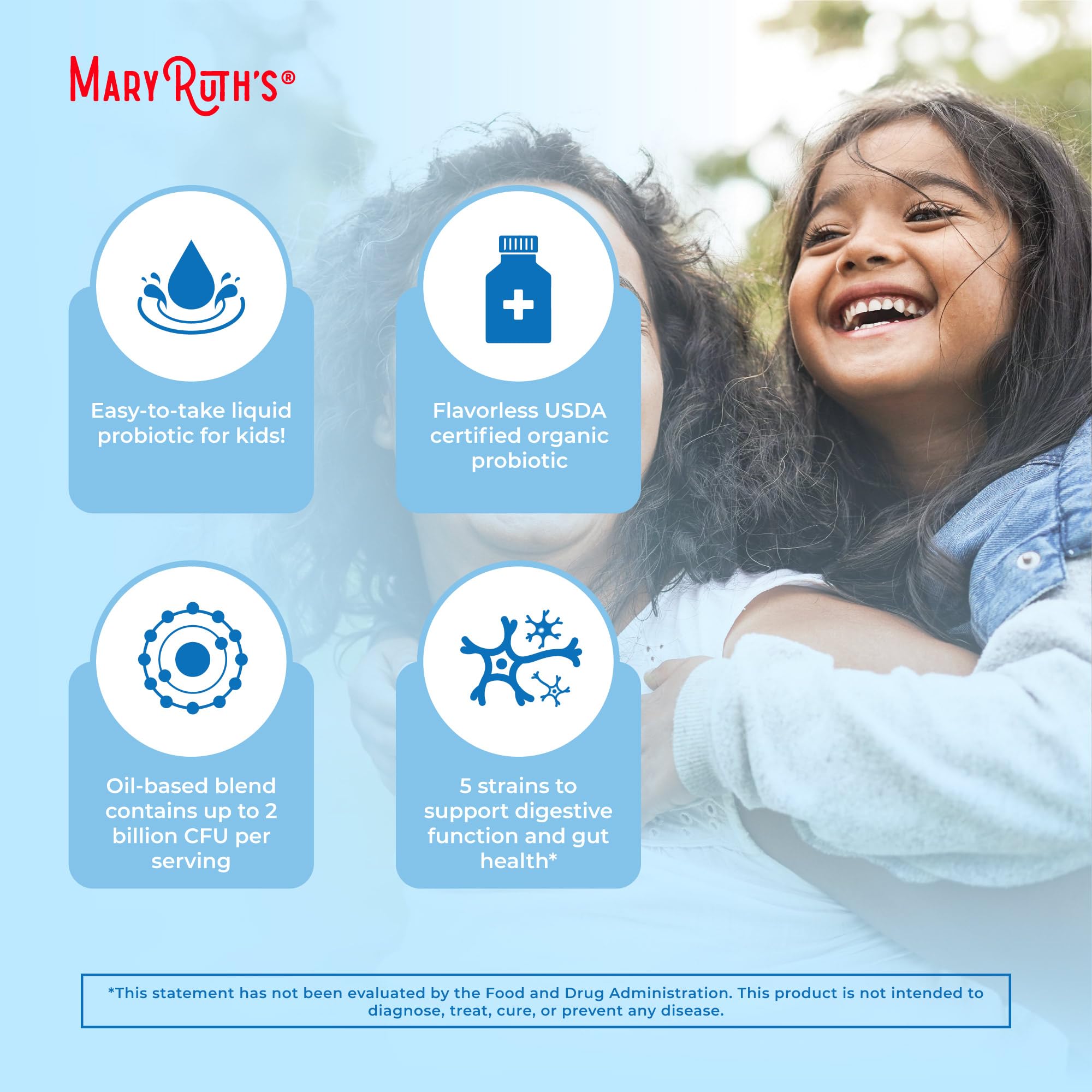 MARYRUTH'S gotas añadidas a un vaso de agua, beneficio: se mezcla con bebidas a temperatura ambiente