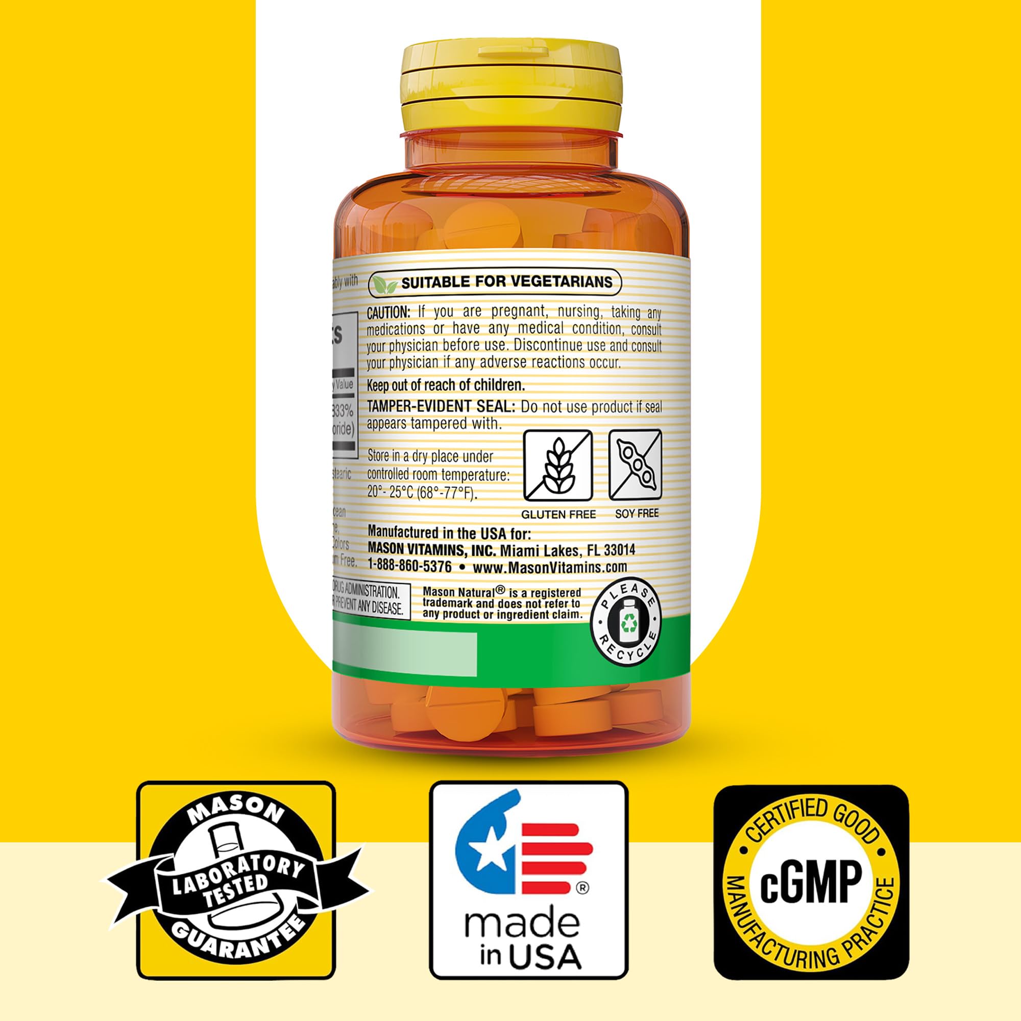 MASON NATURAL tableta comparada con moneda para referencia de tamaño