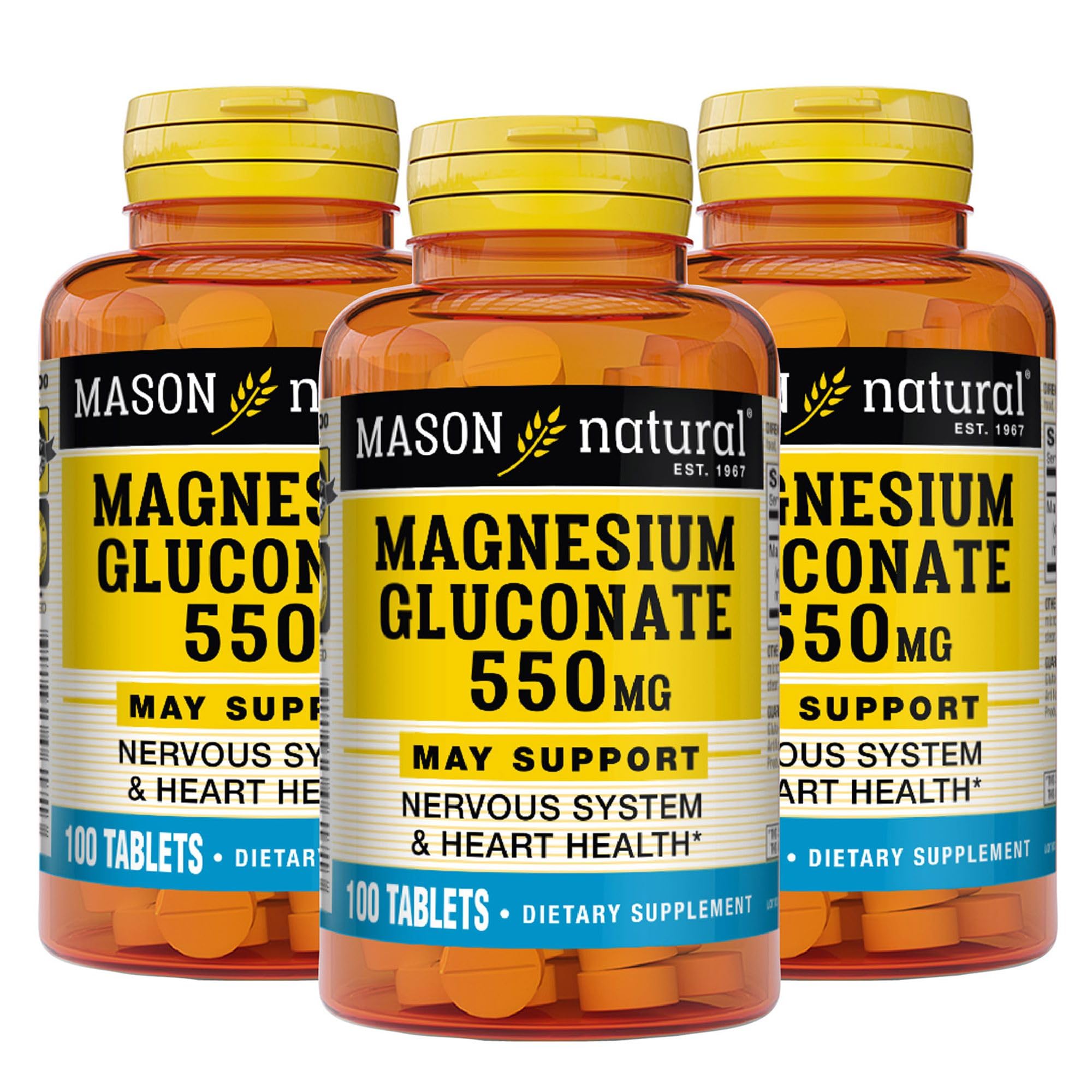 Mason Natural frasco frente mostrando la etiqueta y cantidad de días