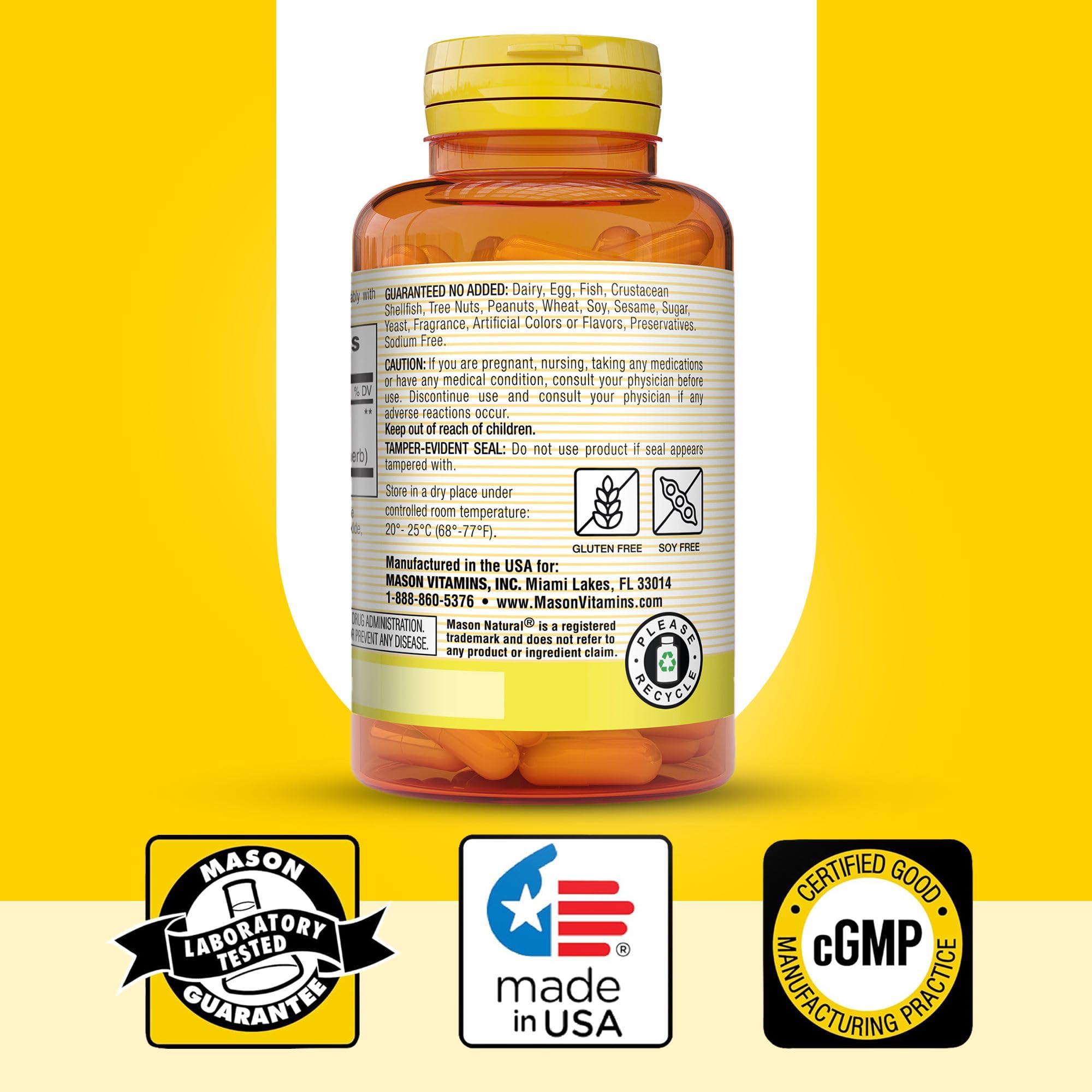 MASON NATURAL etiqueta con ingredientes y certificaciones para confianza del consumidor