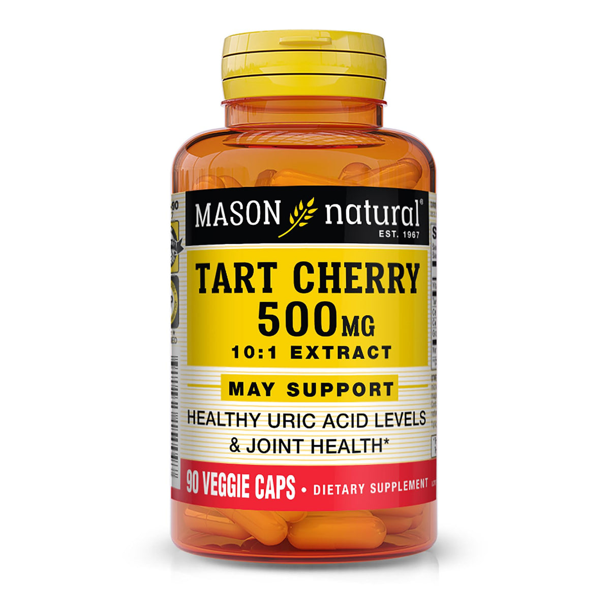 MASON NATURAL envase frontal de Tart Cherry mostrando formato y ventaja de potencia