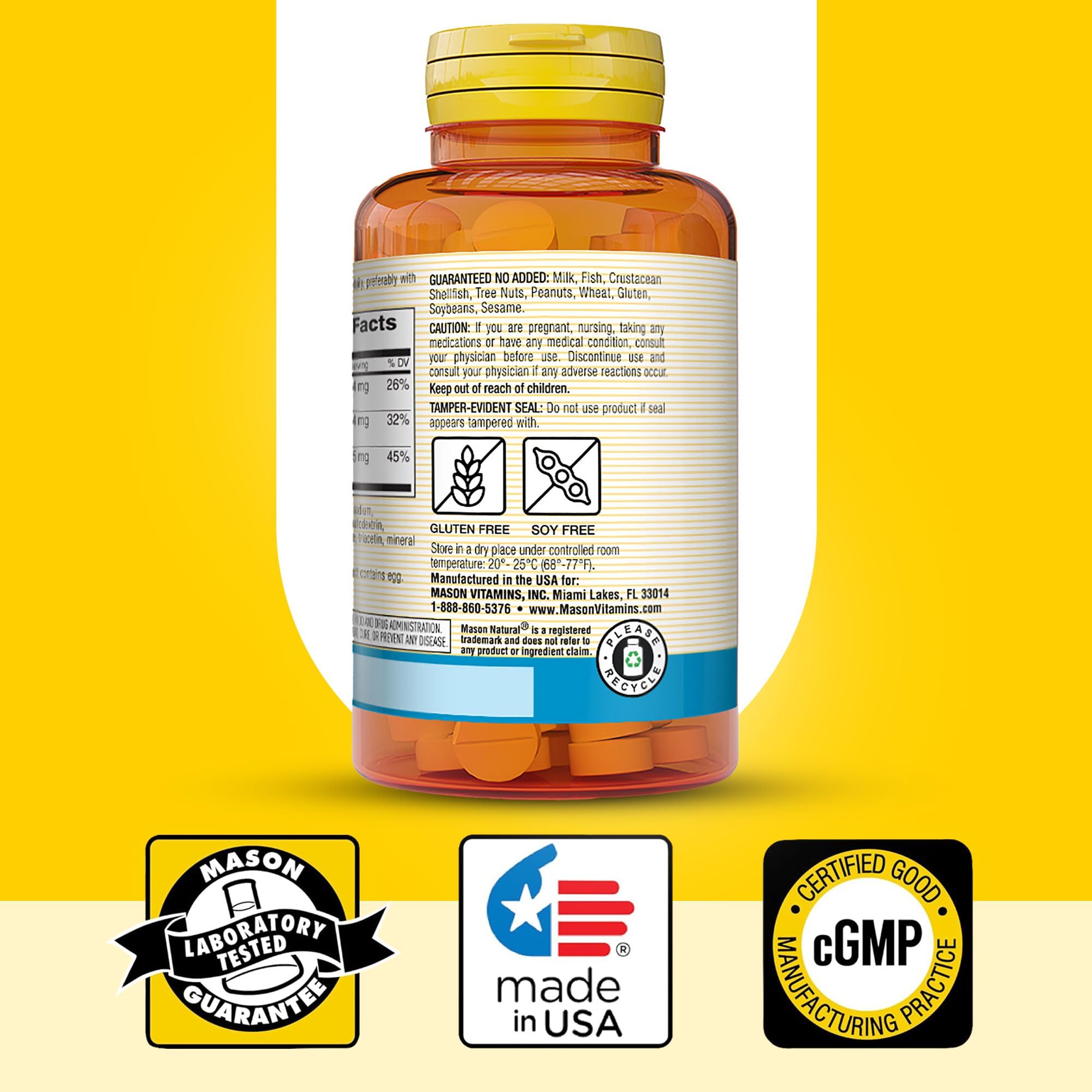 Mason Natural los tres frascos del pack mostrando suministro prolongado