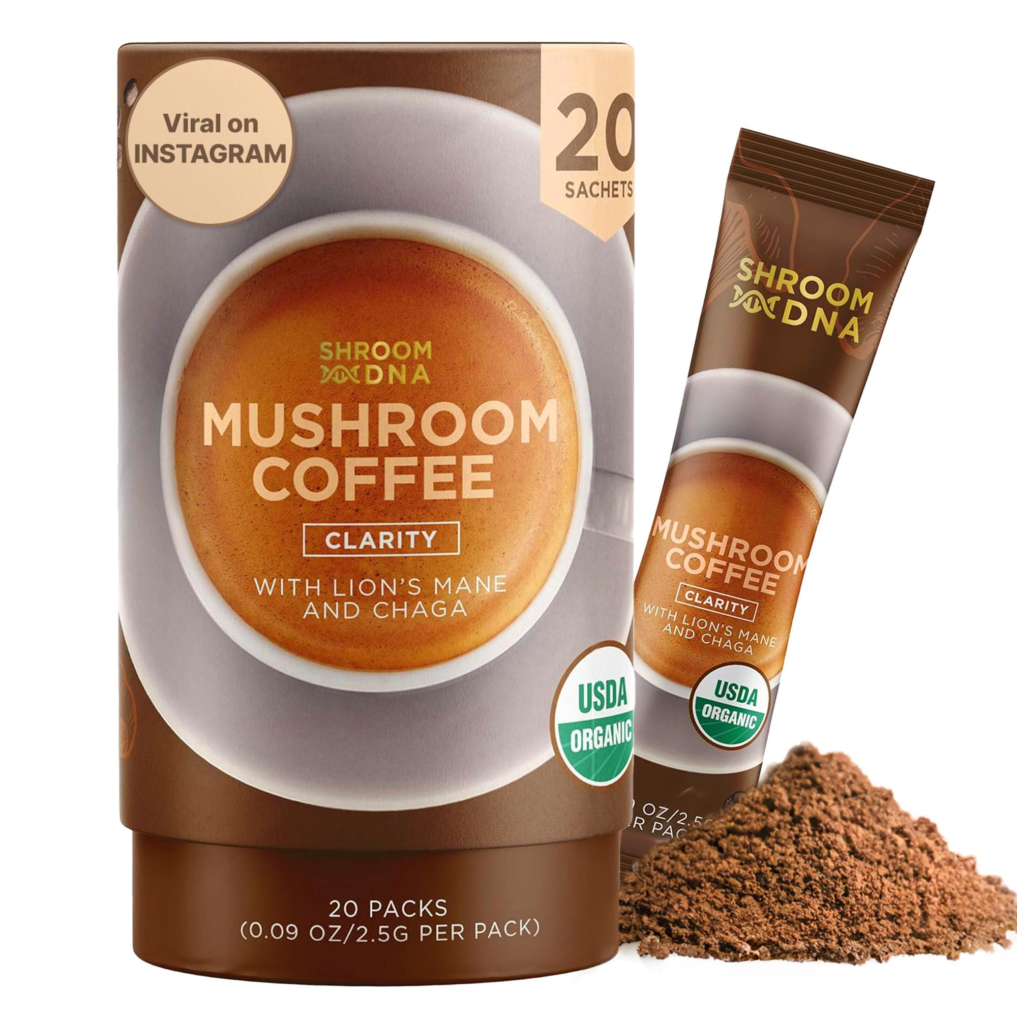 MATCHA DNA paquete frontal ShroomDNA mostrando diseño y beneficios