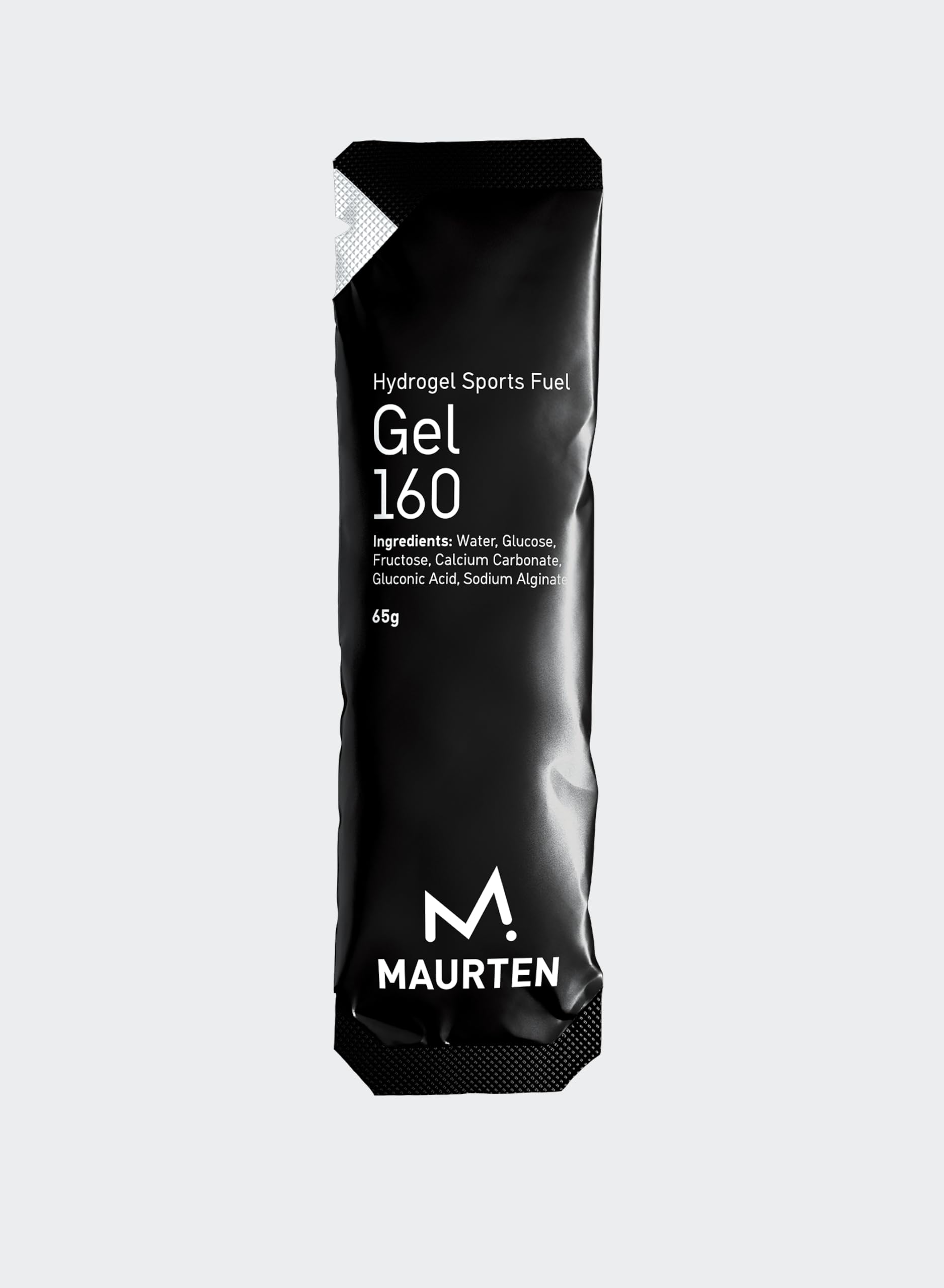 Maurten gel 160 frente del empaque que muestra 40 g carbohidratos y beneficio de alta energía