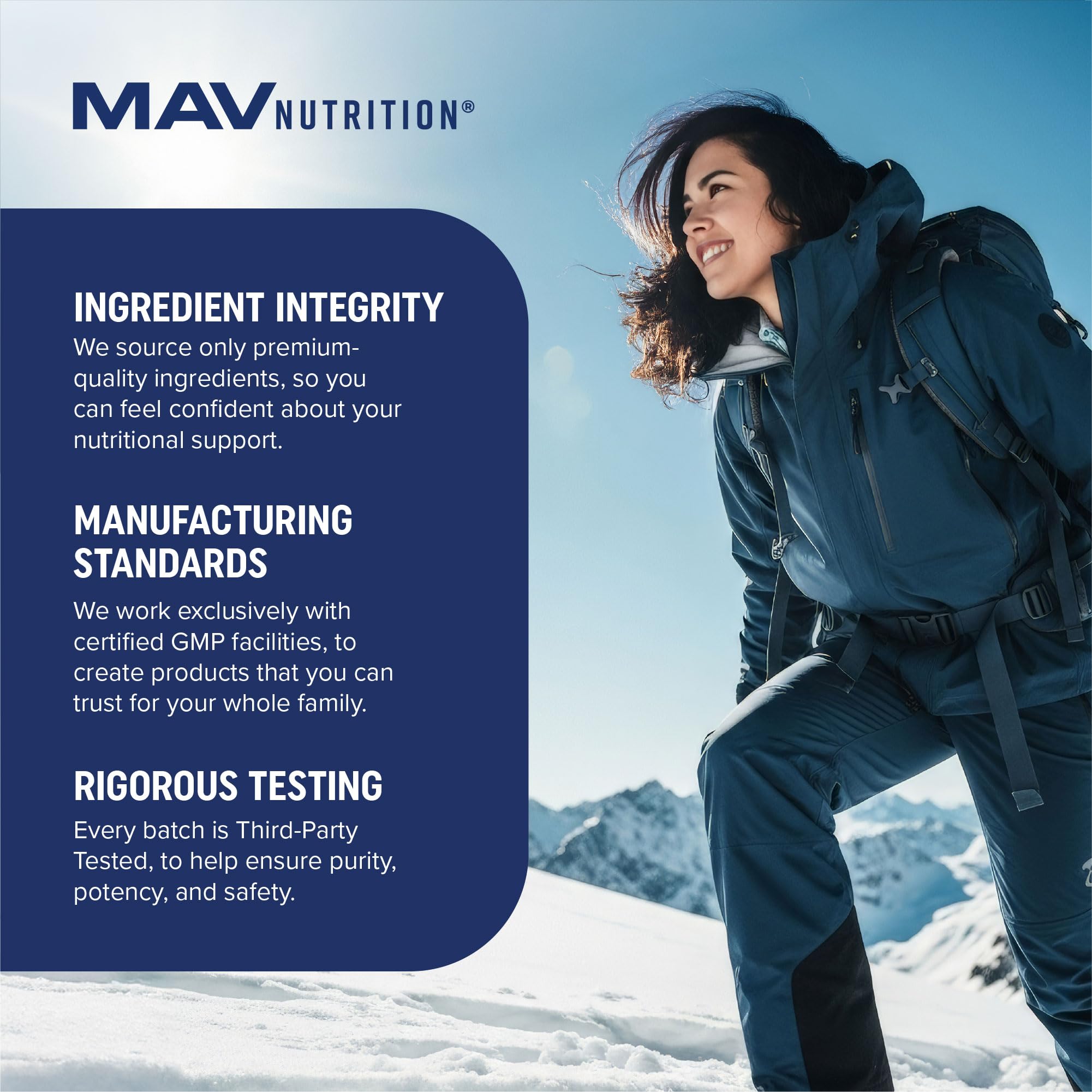 MAV NUTRITION sello Friend of the Sea y origen sostenible visible