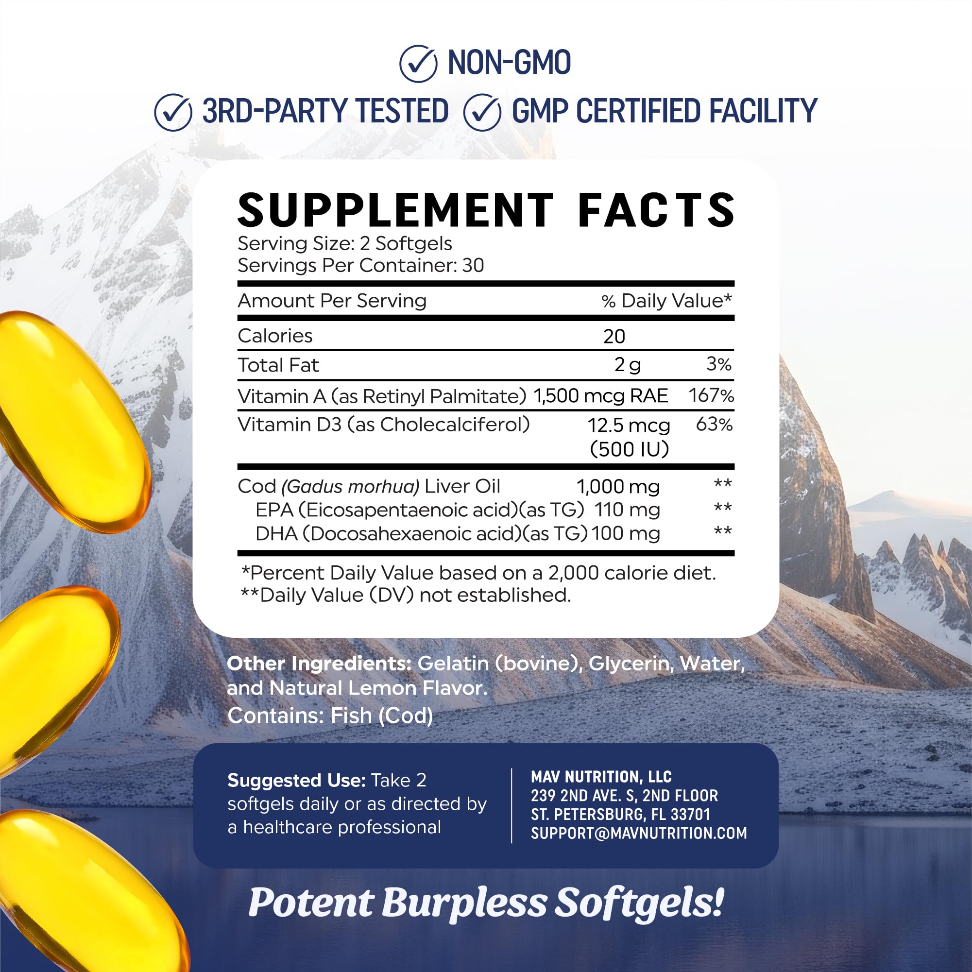 MAV NUTRITION etiqueta nutricional legible con datos de ingredientes