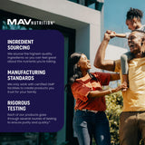 MAV NUTRITION frasco abierto con gomitas visibles demostrando contenido