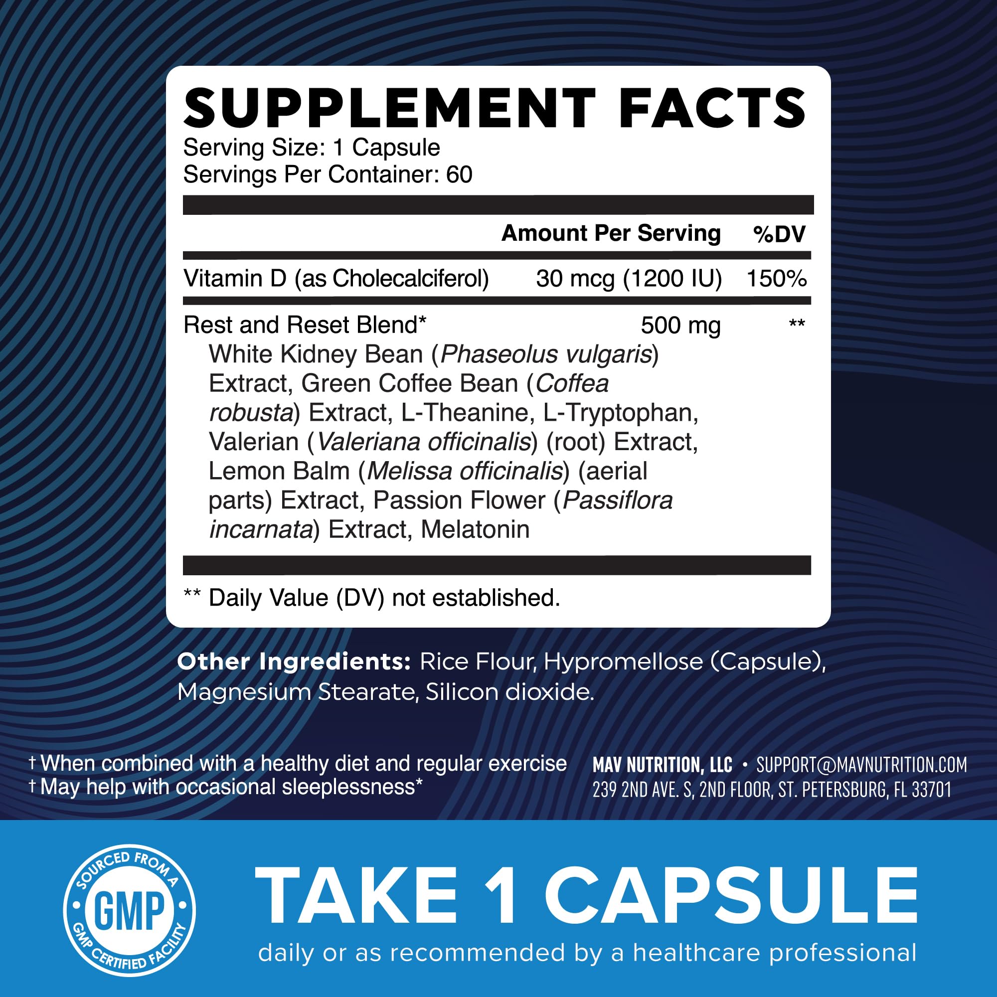 MAV NUTRITION comparación de tamaño de frasco y cápsulas clara