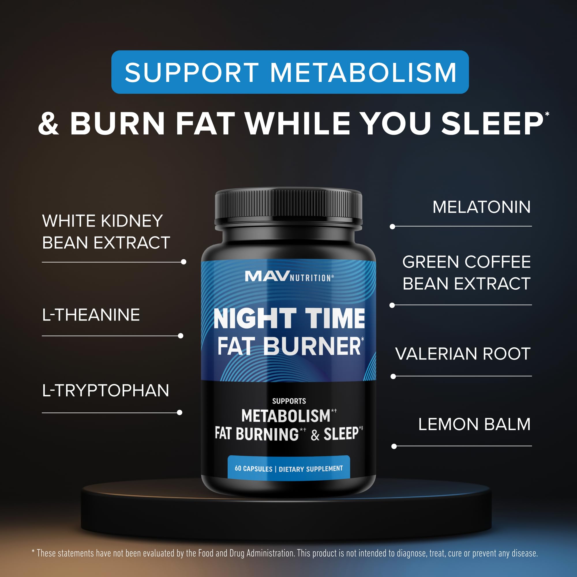 MAV NUTRITION detalle de cápsulas que facilita la toma nocturna
