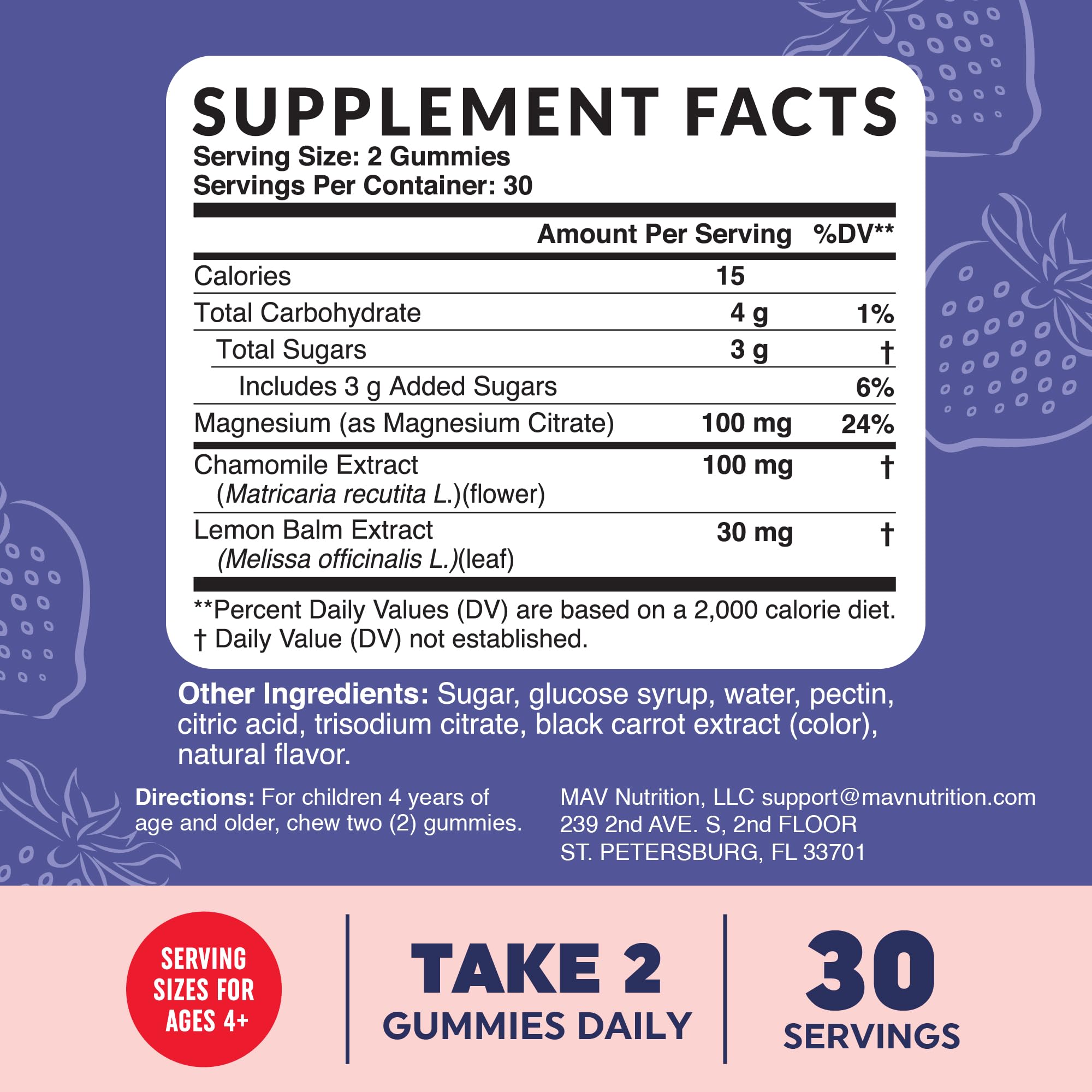 MAV NUTRITION comparación de tamaño de gomita para referencia visual