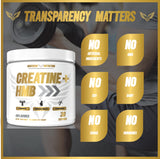 Etiqueta de Maverick Nutrition enfocada en creatina y HMB como ingredientes clave