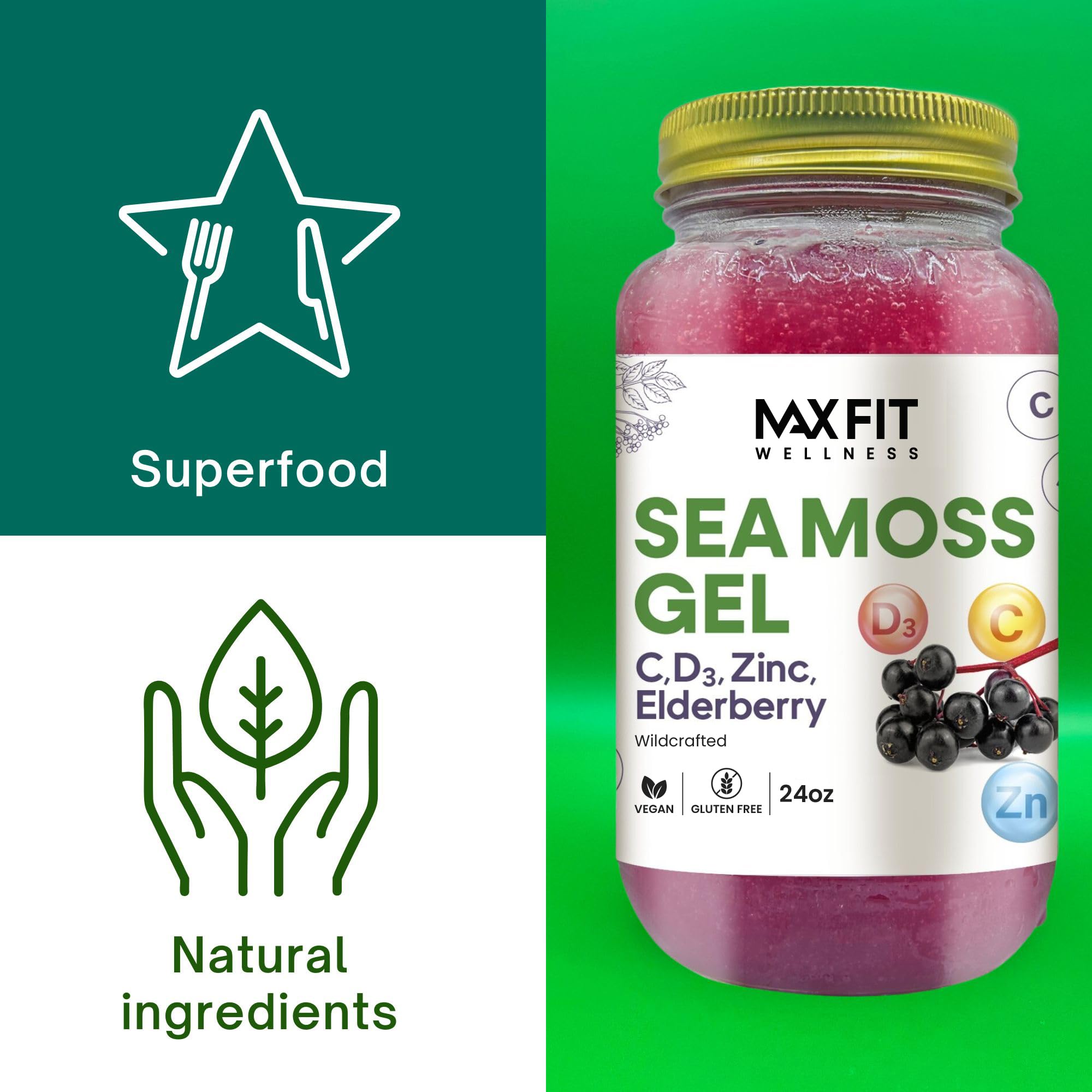 MAX FIT comparación de tamaño del frasco 24 oz junto a utensilios de cocina