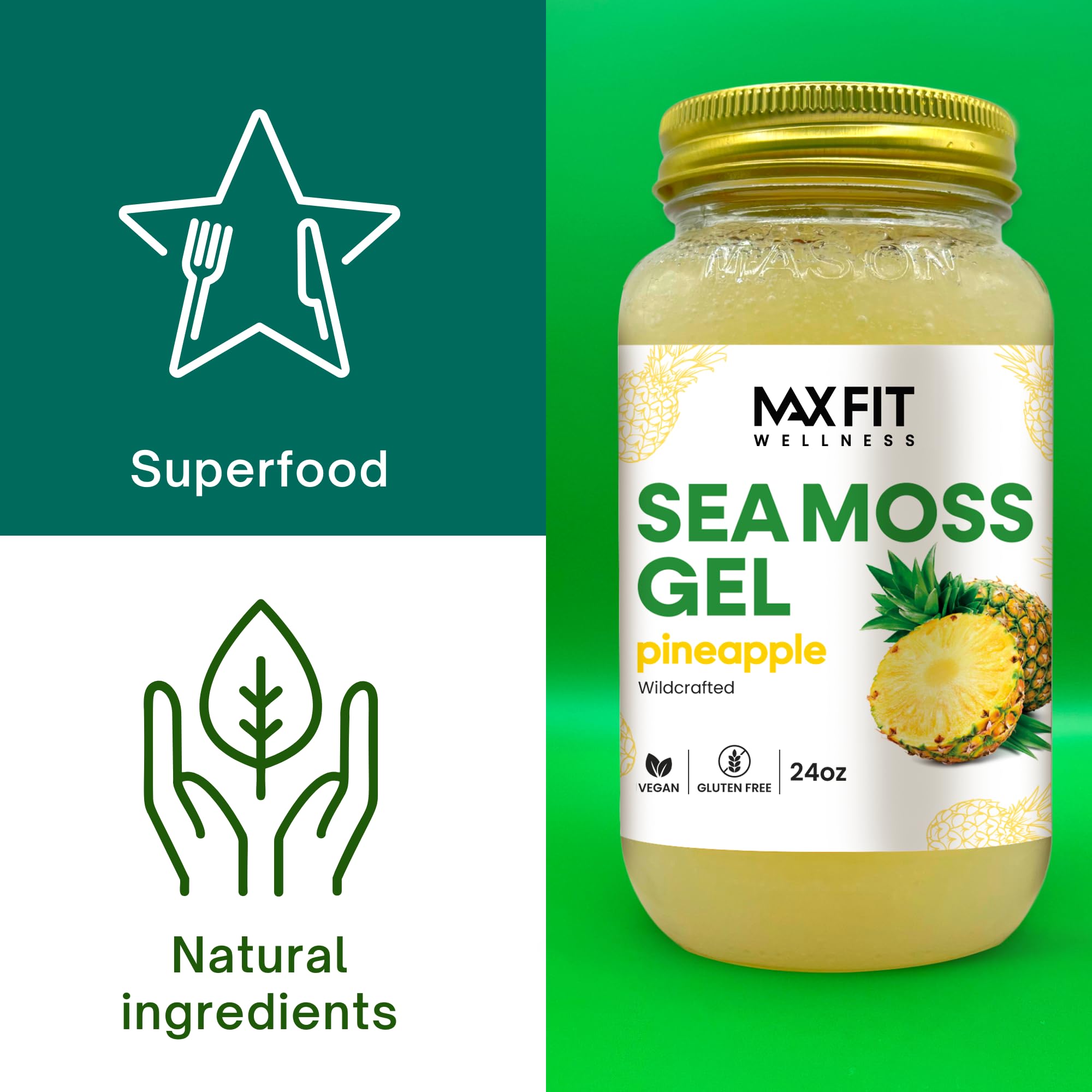 MAX FIT etiqueta con origen Saint Lucia y lista de minerales