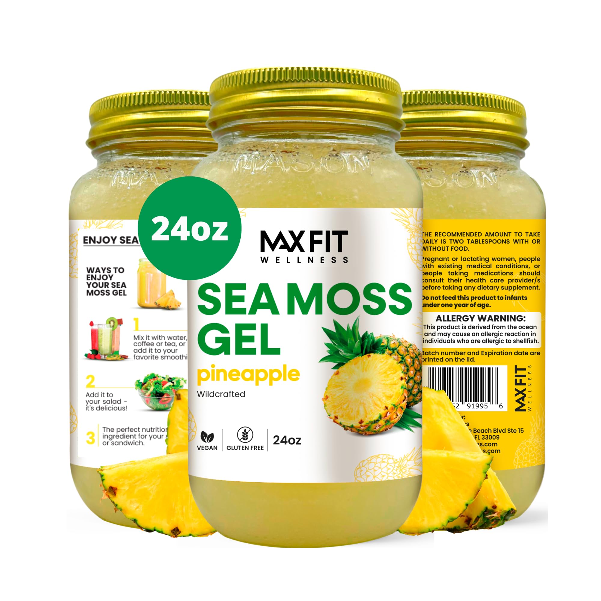 MAX FIT frasco frontal 24 oz mostrando gel limpio y sin olor