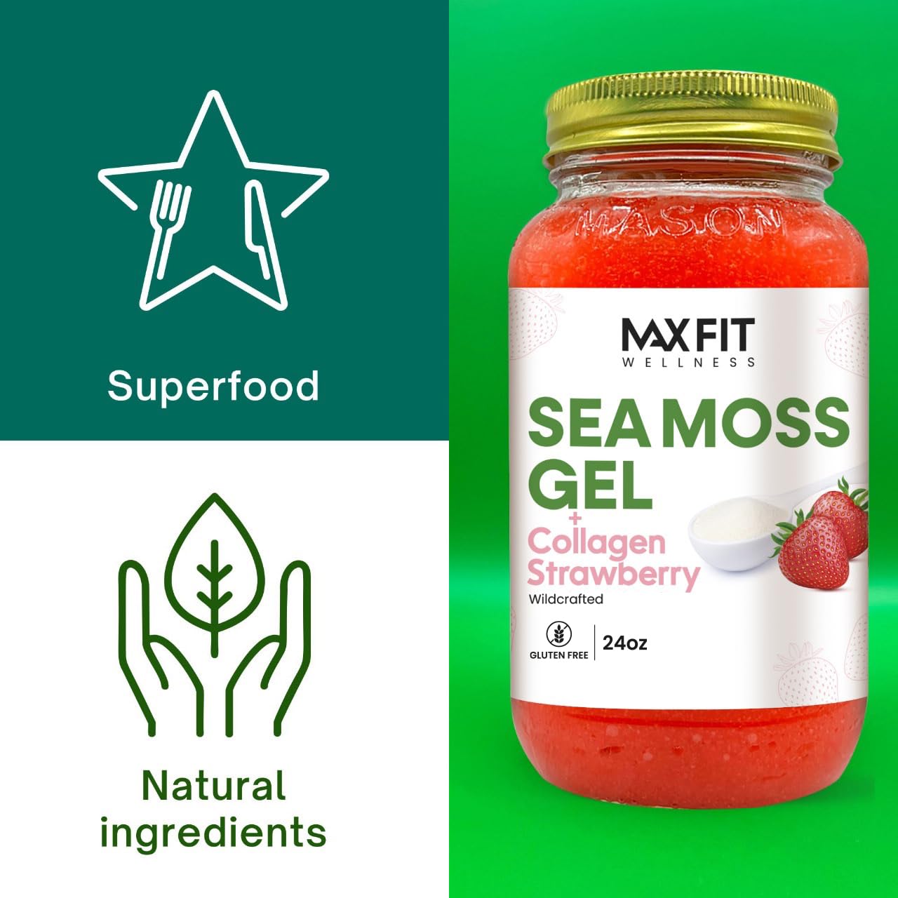MAX FIT frasco en mano para comparar tamaño y porción práctico