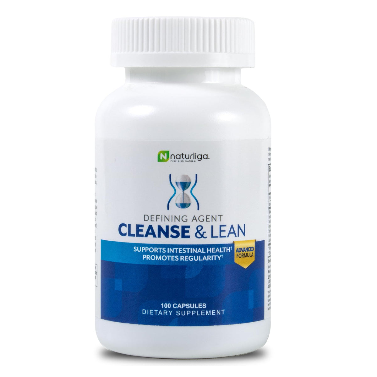 Max Muscle Cleanse & Lean vista frontal del envase mostrando 100 cápsulas y marca