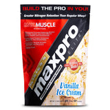 Max Muscle envase Maxpro Elite vista frontal mostrando etiqueta y beneficio proteico
