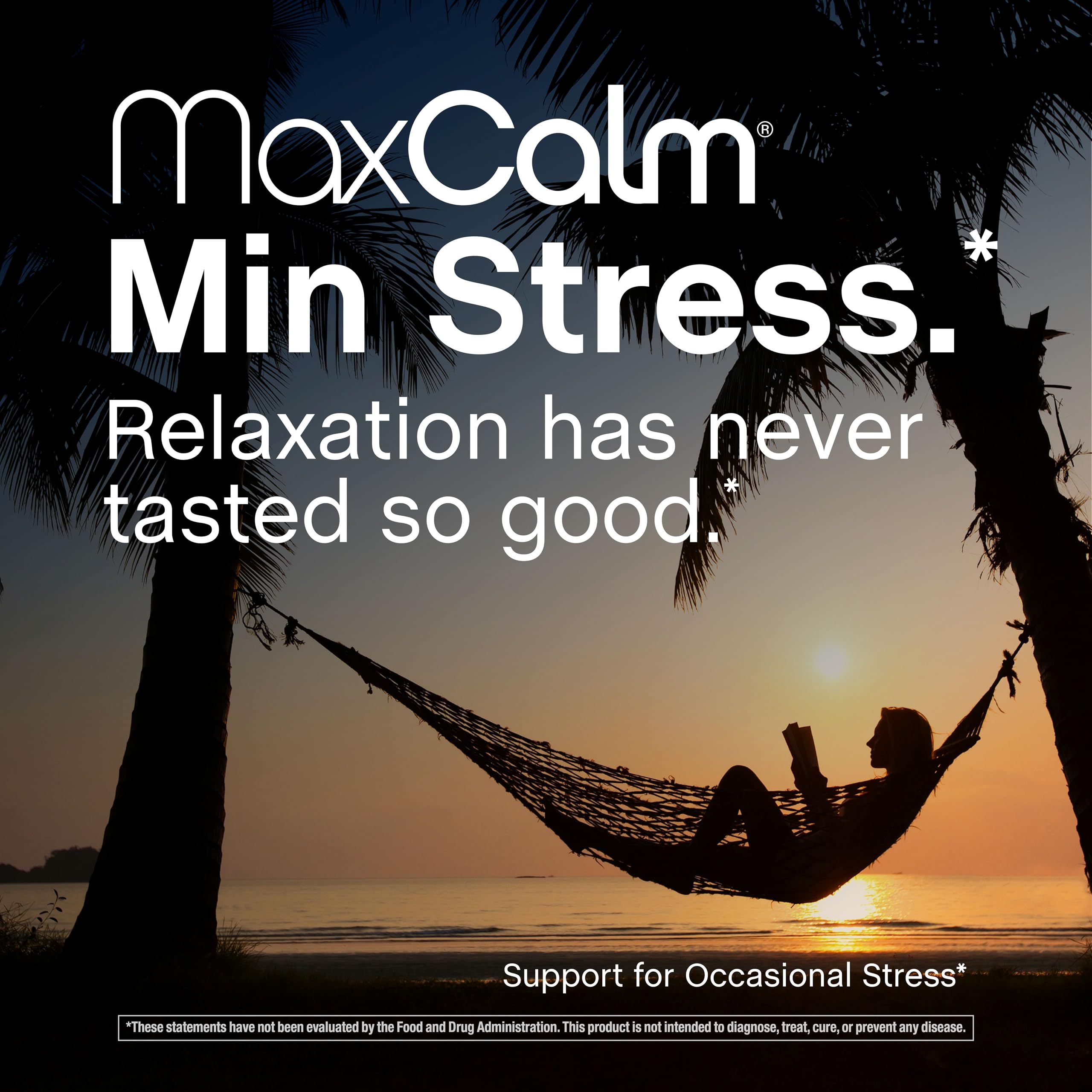 Etiqueta de Max Calm con ingredientes claros y confianza