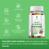 MaxHemp cuatro frascos del pack juntos mostrando almacenamiento práctico