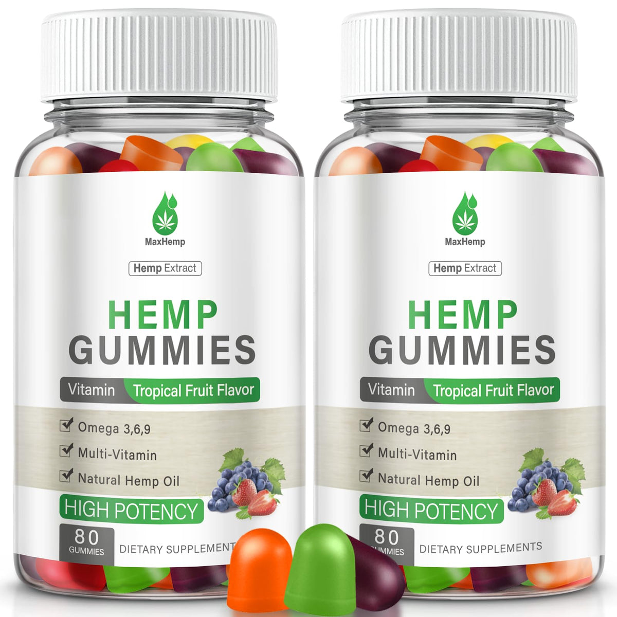 MaxHemp frente del empaque mostrando el diseño y beneficio de calidad