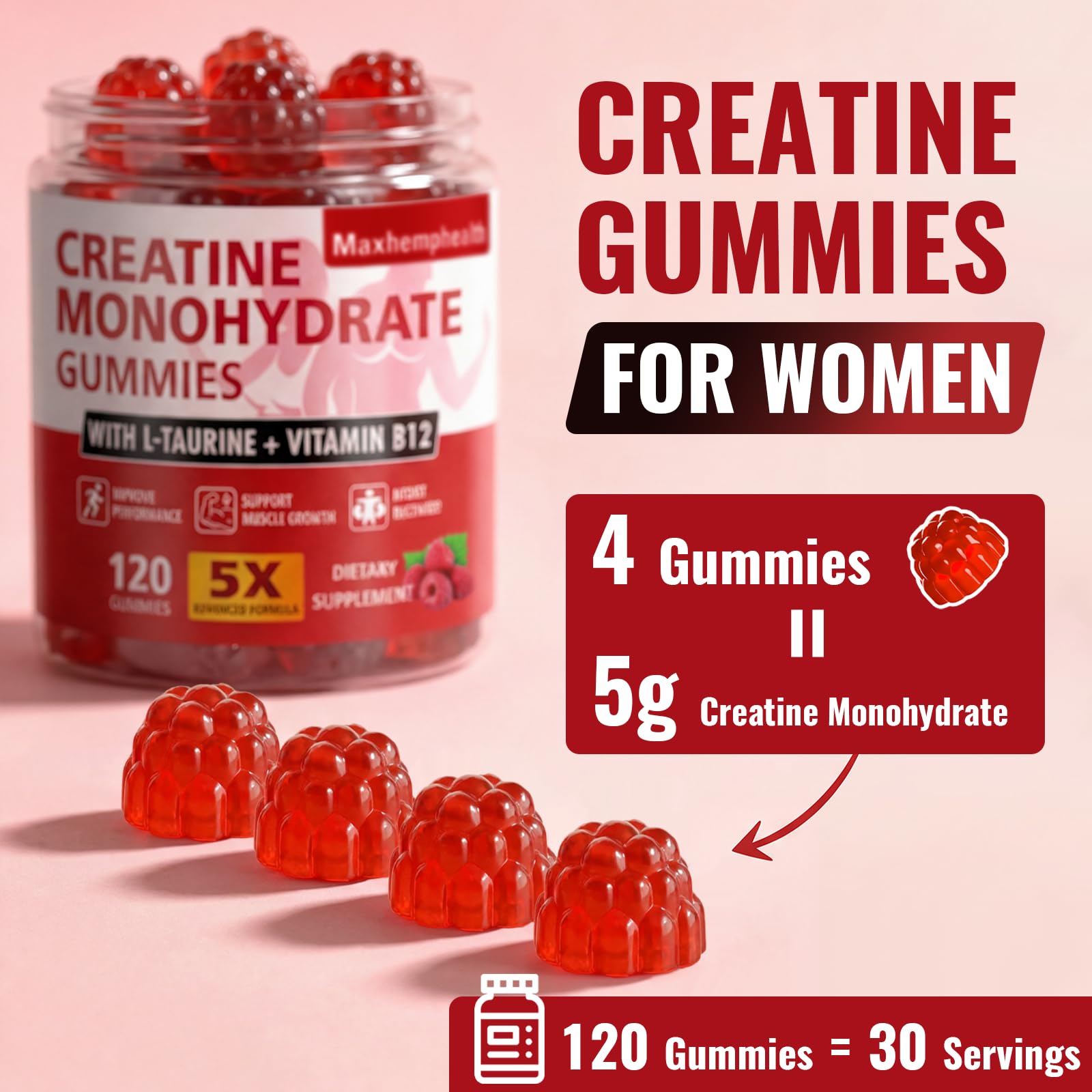 Maxhemphealth detalle de textura de gomitas que facilita la toma diaria