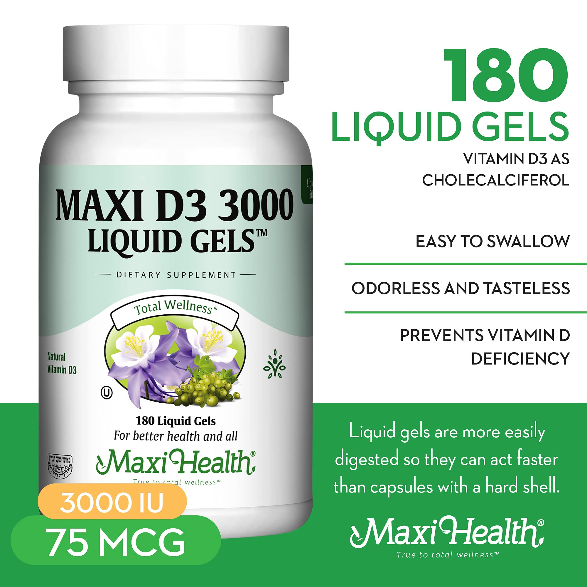 Maxi Health detalle de gel blando líquido con textura fácil de tragar