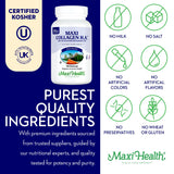 Maxi Health etiqueta nutricional y certificado kosher para confianza