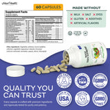 Maxi Health etiqueta nutricional destacando vitaminas, hierro y enzimas digestivas
