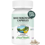 Maxi Health frente de la botella y caja mostrando la etiqueta y beneficios principales