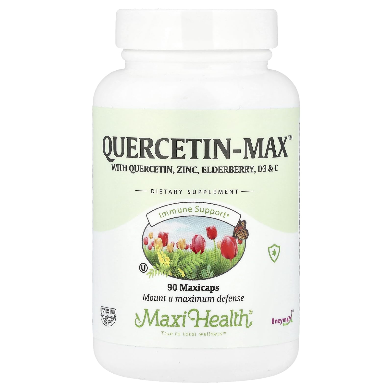 Maxi Health frasco frontal mostrando etiqueta clara y beneficios