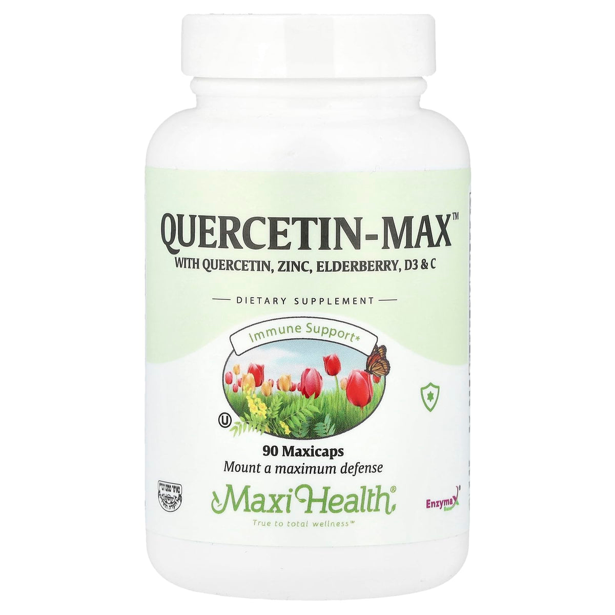 Maxi Health frasco frontal mostrando etiqueta clara y beneficios