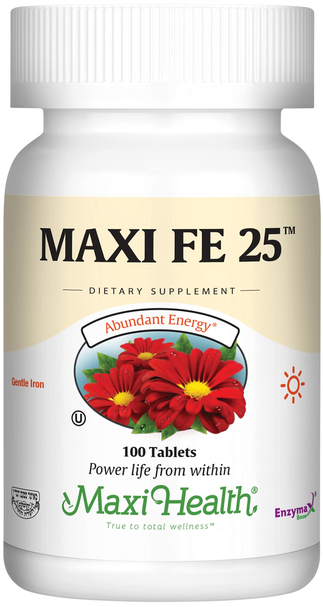 Maxi Health frasco frontal mostrando la marca y beneficios