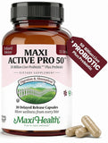 Maxi Health envase frontal mostrando 30 cápsulas y beneficios digestivos
