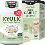 Maxi Health Kyolic frente del empaque mostrando certificado orgánico y kosher