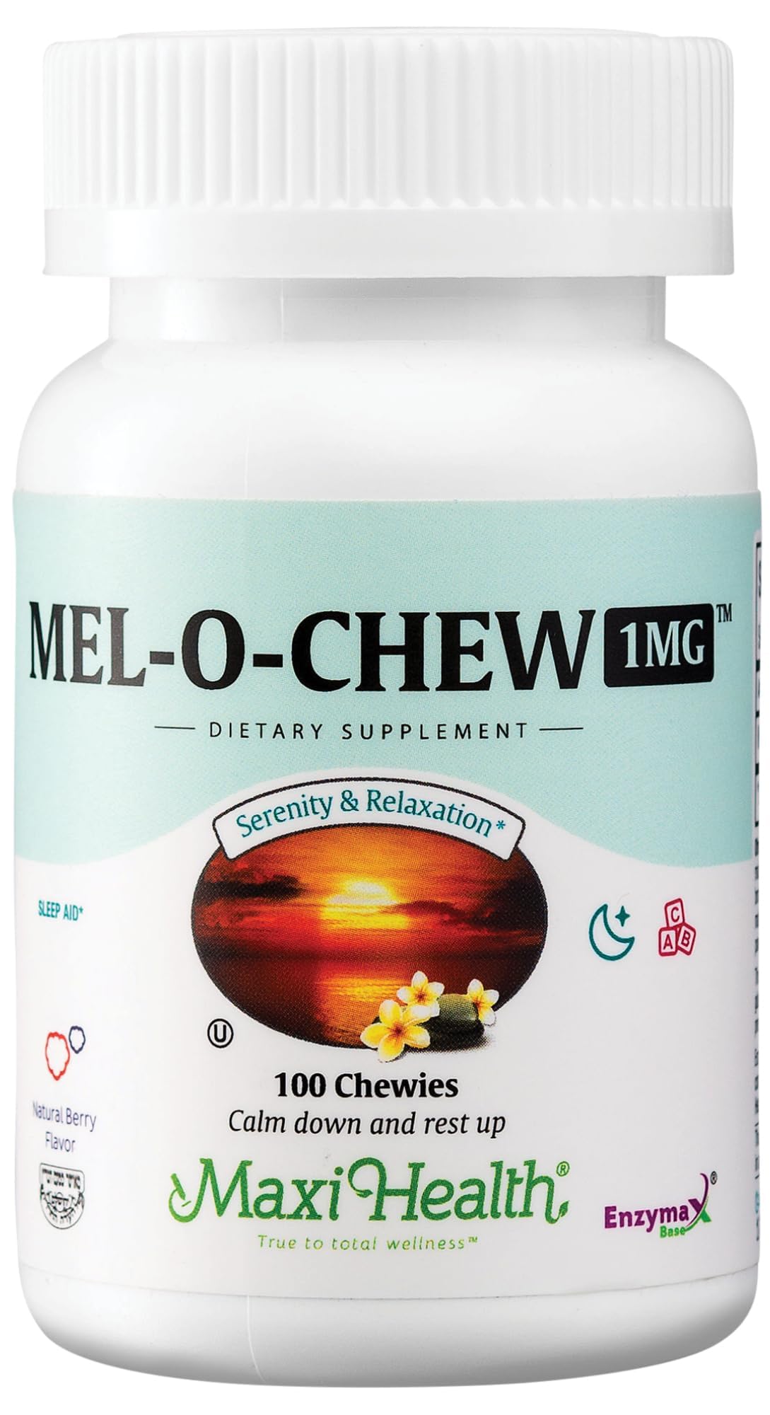 Maxi Health vista frontal del envase que destaca dosis y sello Kosher