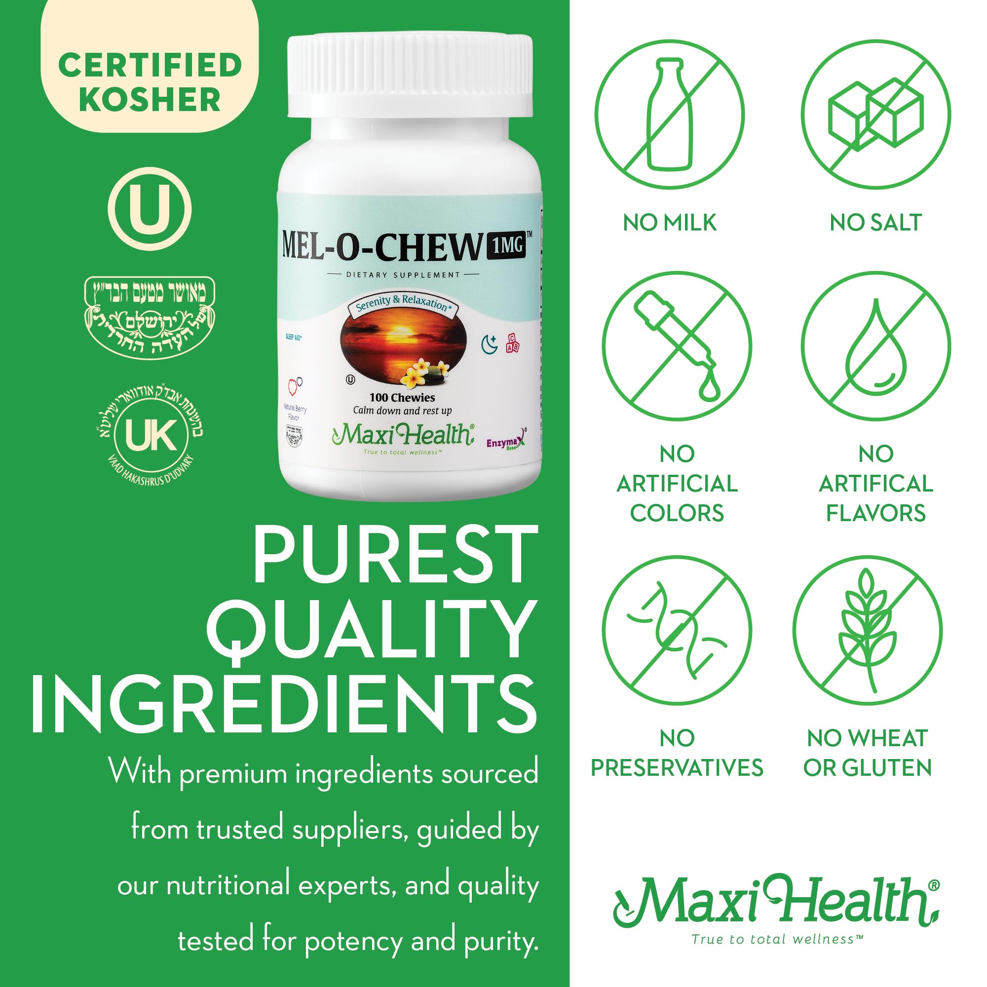 Maxi Health etiqueta con lista de ingredientes y certificación GMP visible