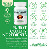 Maxi Health etiqueta con lista de ingredientes y certificación GMP visible