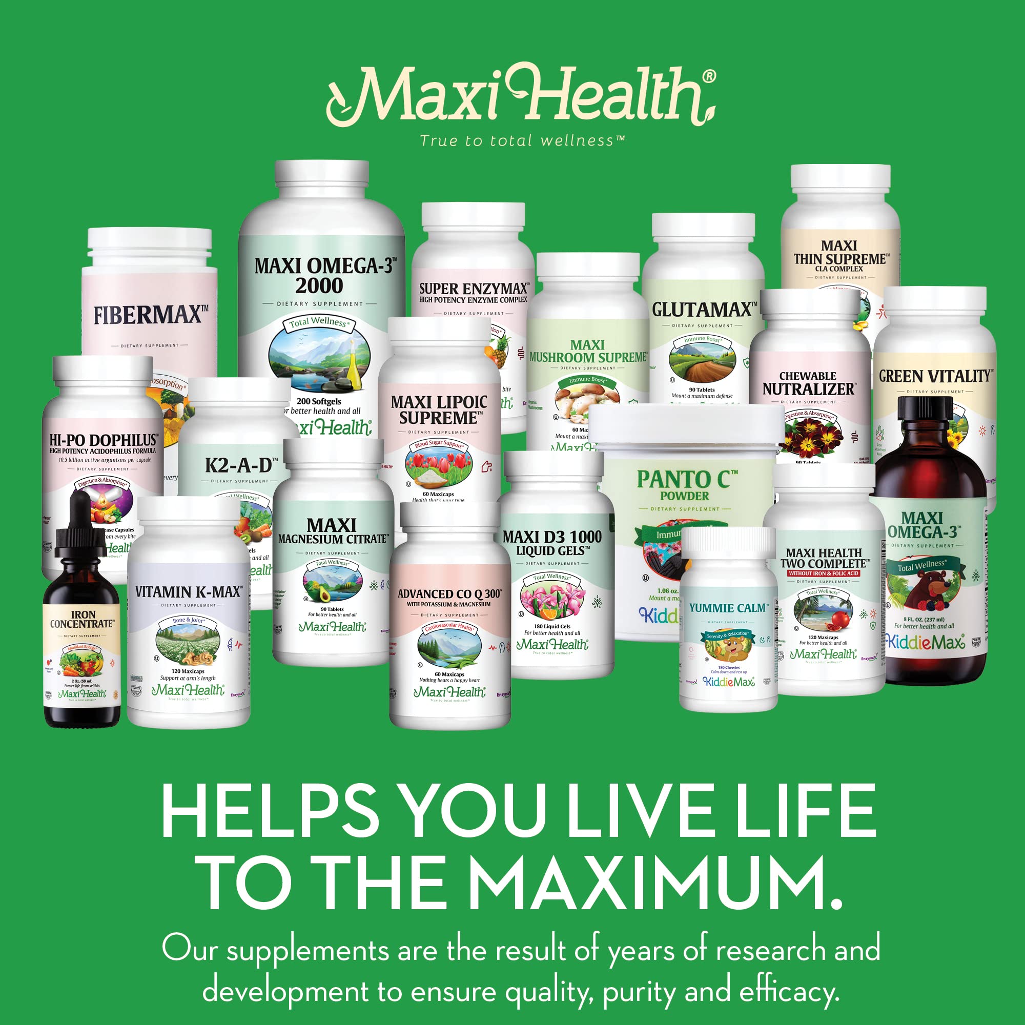 Maxi Health etiqueta con ingredientes y certificaciones para confianza