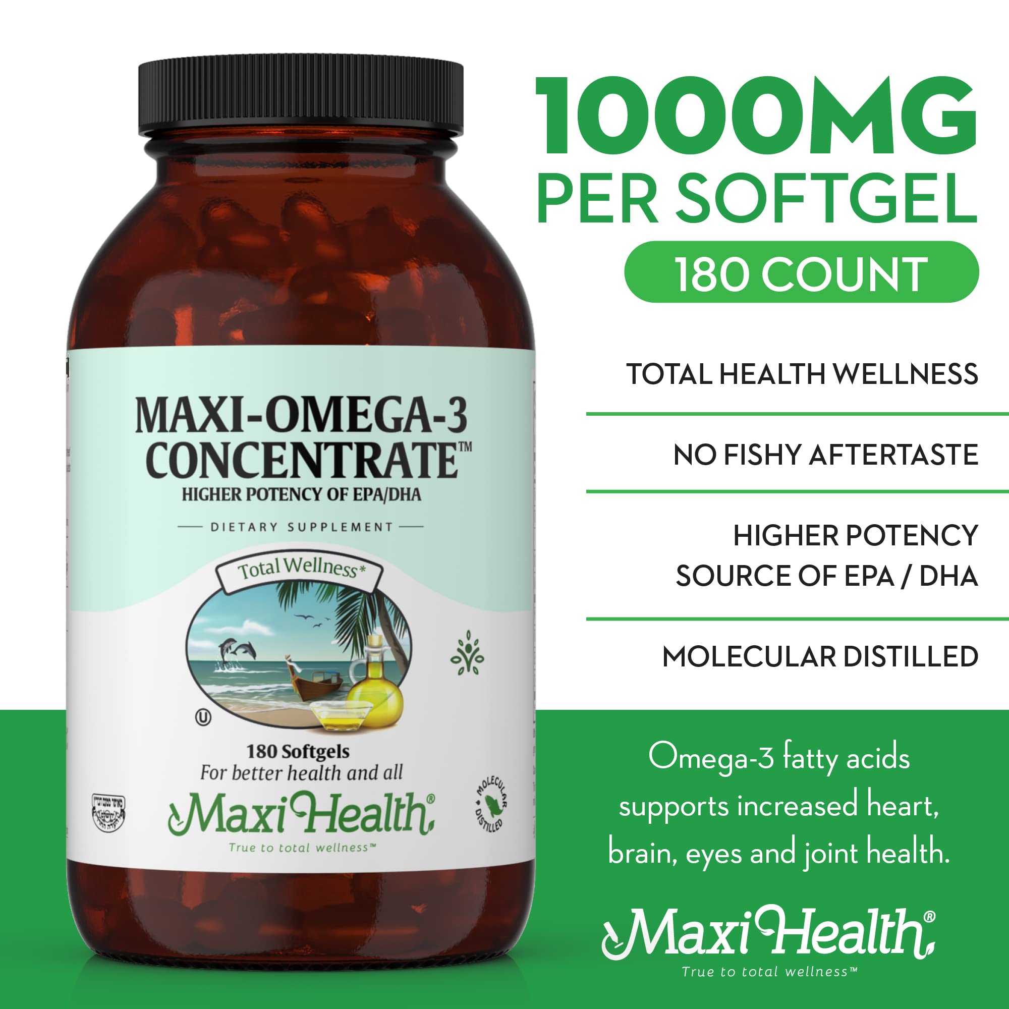Maxi Health primer plano de softgel para ver la textura y facilidad de deglución
