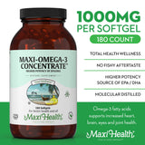 Maxi Health primer plano de softgel para ver la textura y facilidad de deglución